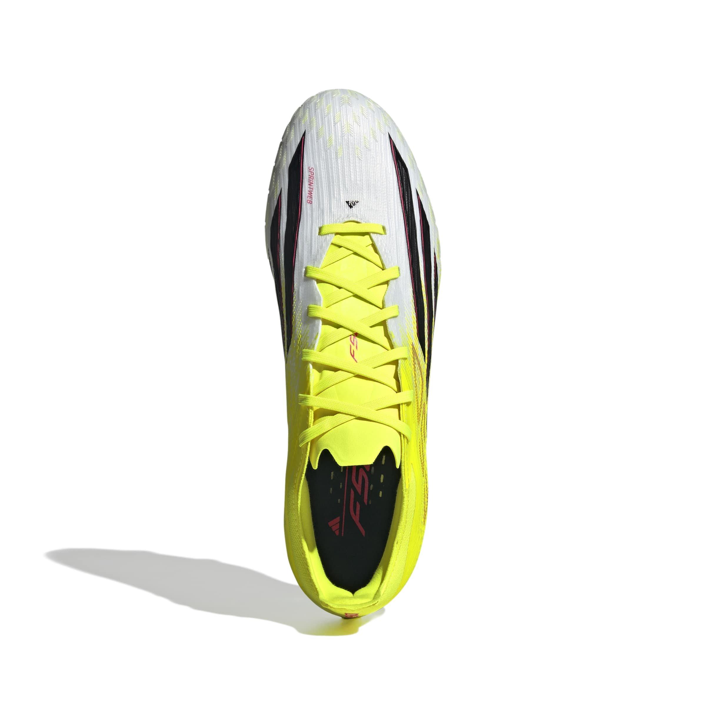 adidas サッカーシューズ ホワイト/ネオンイエロー adidas F50 Pro FG Soccer Cleat Solar Yellow | Hibbett