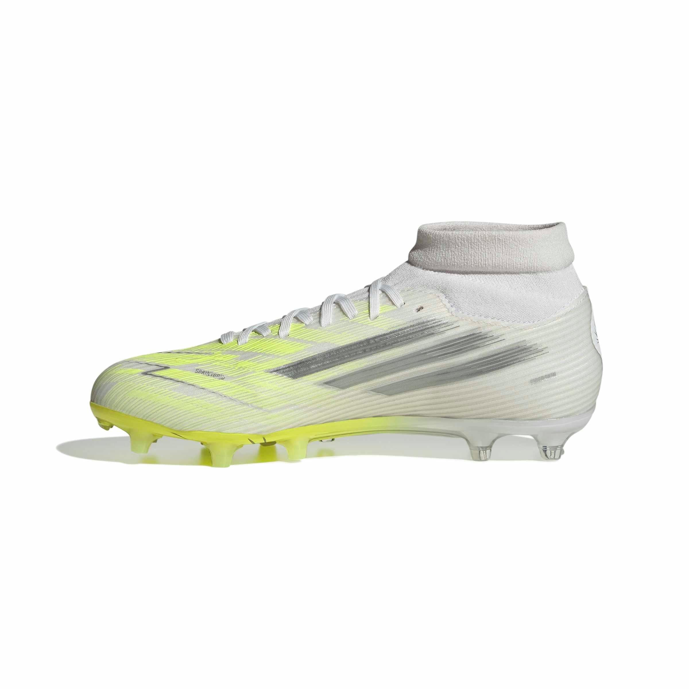 adidas F50 Sparkfusion League FG "Cloud White" Women's Soccer Cleat - CLOUD WHITE/IRON METALLIC/YELLOW Thumbnail View 7