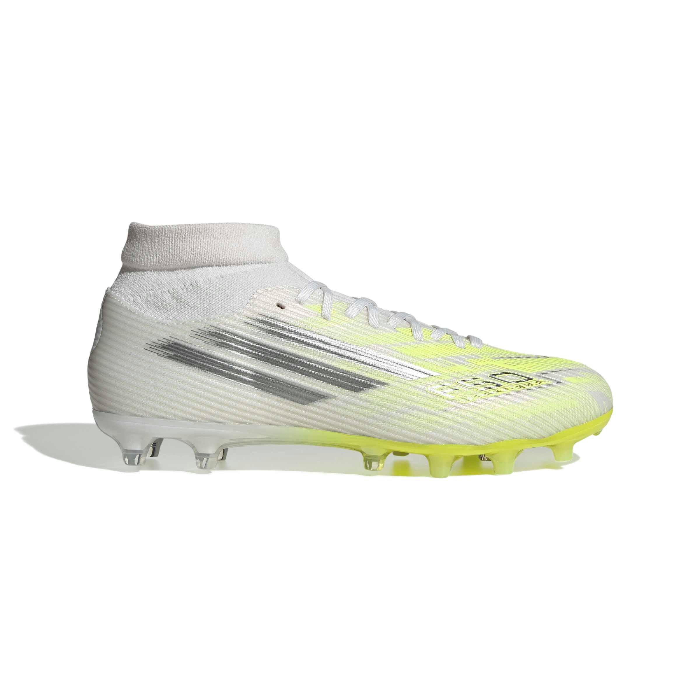 adidas F50 Sparkfusion League FG "Cloud White" Women's Soccer Cleat - CLOUD WHITE/IRON METALLIC/YELLOW Thumbnail View 2