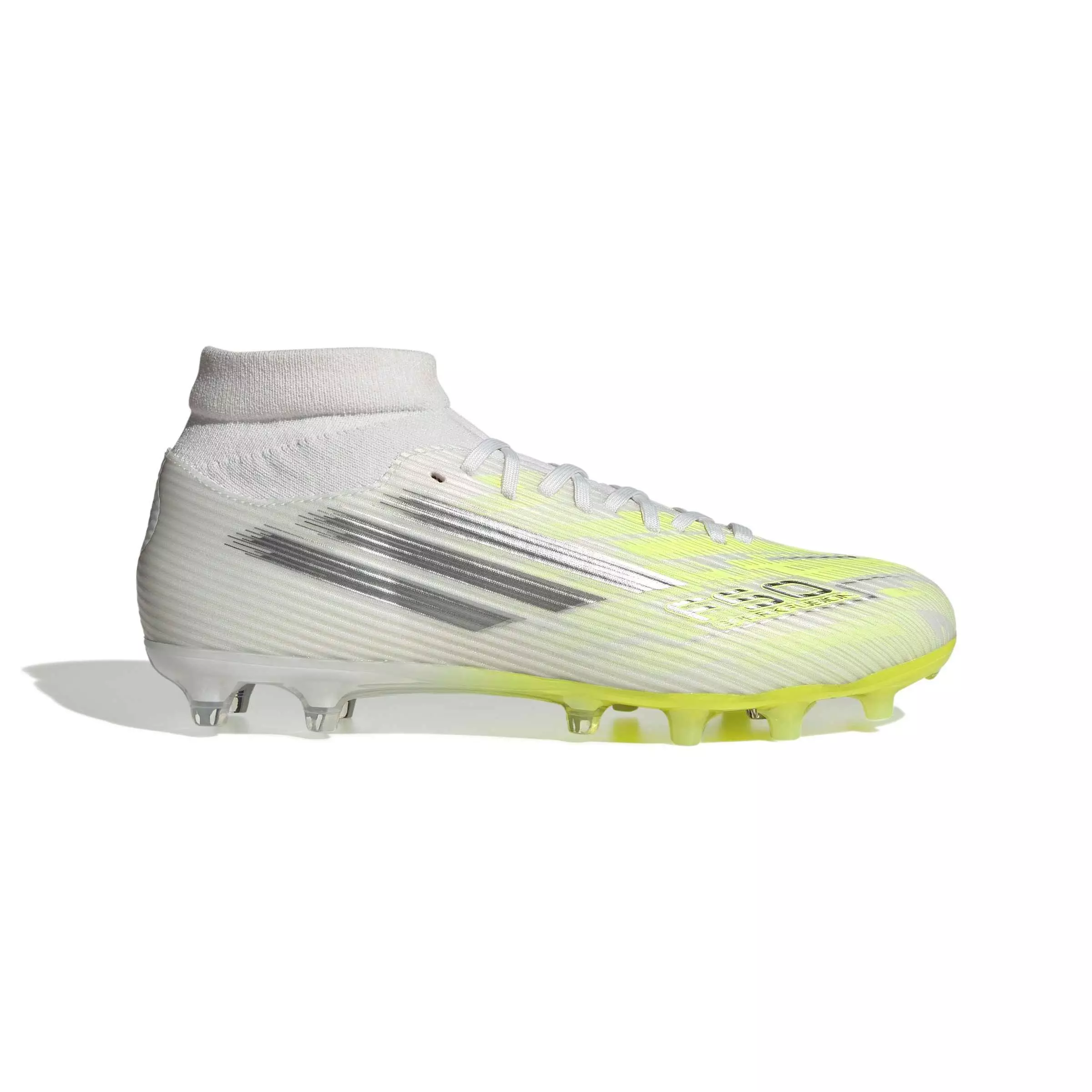 adidas F50 Sparkfusion League FG "Cloud White" Women's Soccer Cleat - CLOUD WHITE/IRON METALLIC/YELLOW