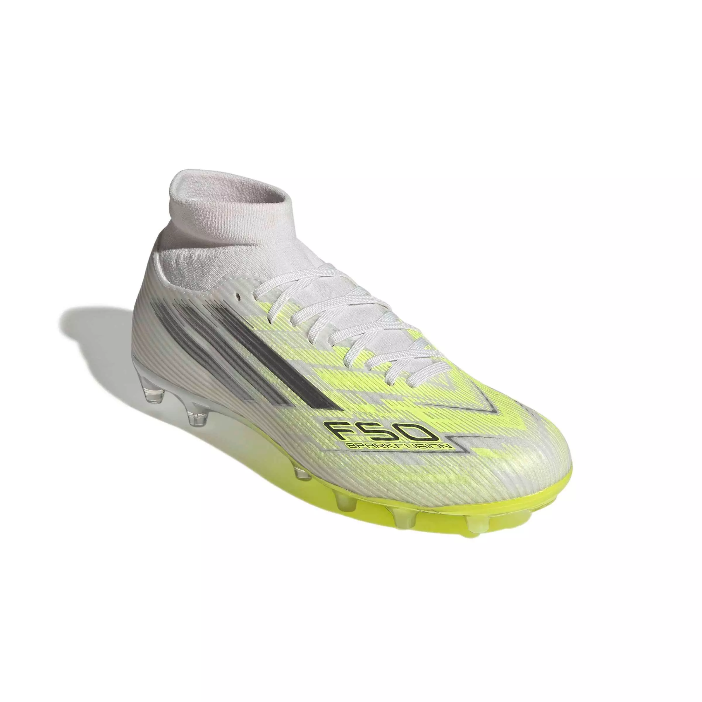 adidas F50 Sparkfusion League FG "Cloud White" Women's Soccer Cleat - CLOUD WHITE/IRON METALLIC/YELLOW