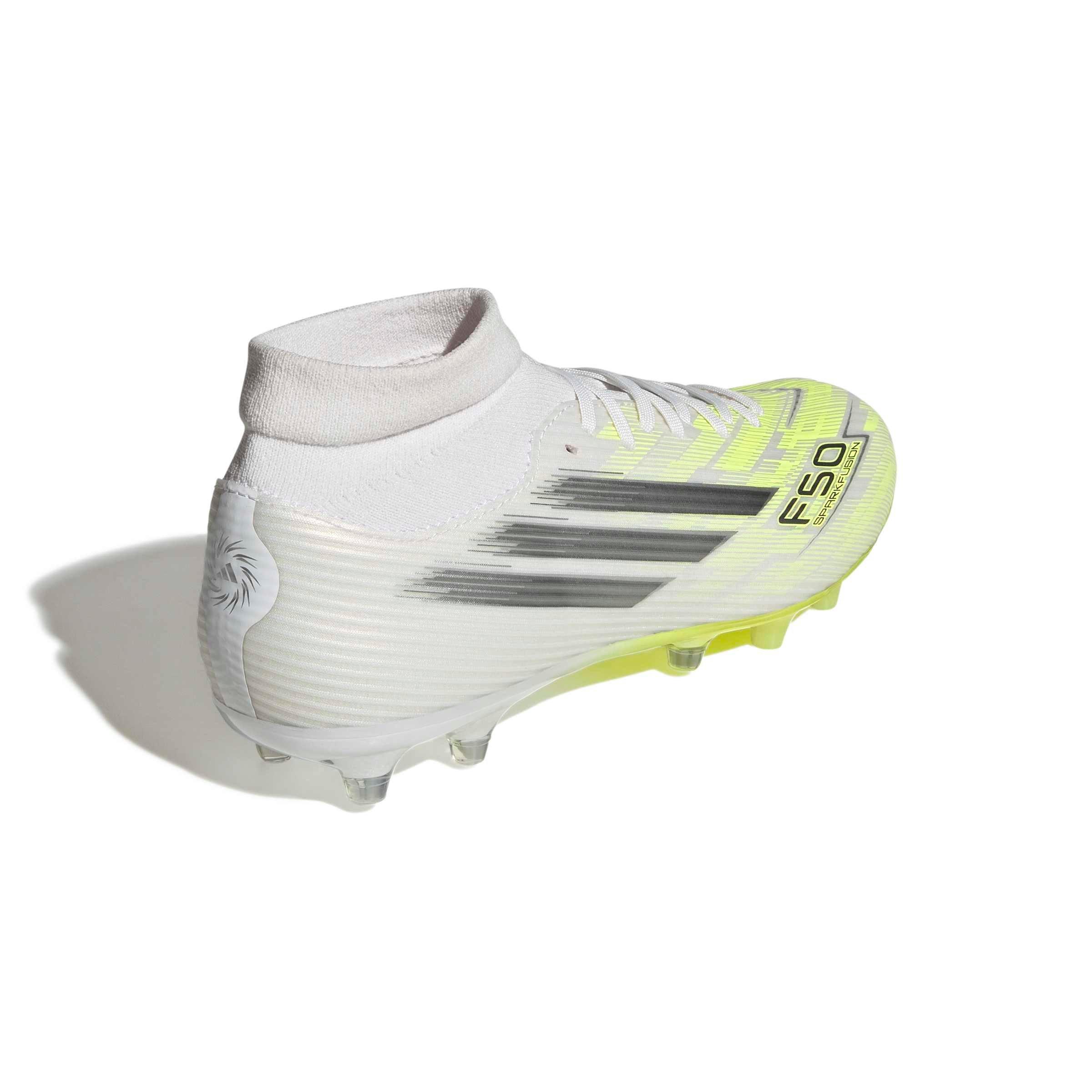 adidas F50 Sparkfusion League FG "Cloud White" Women's Soccer Cleat - CLOUD WHITE/IRON METALLIC/YELLOW Thumbnail View 4