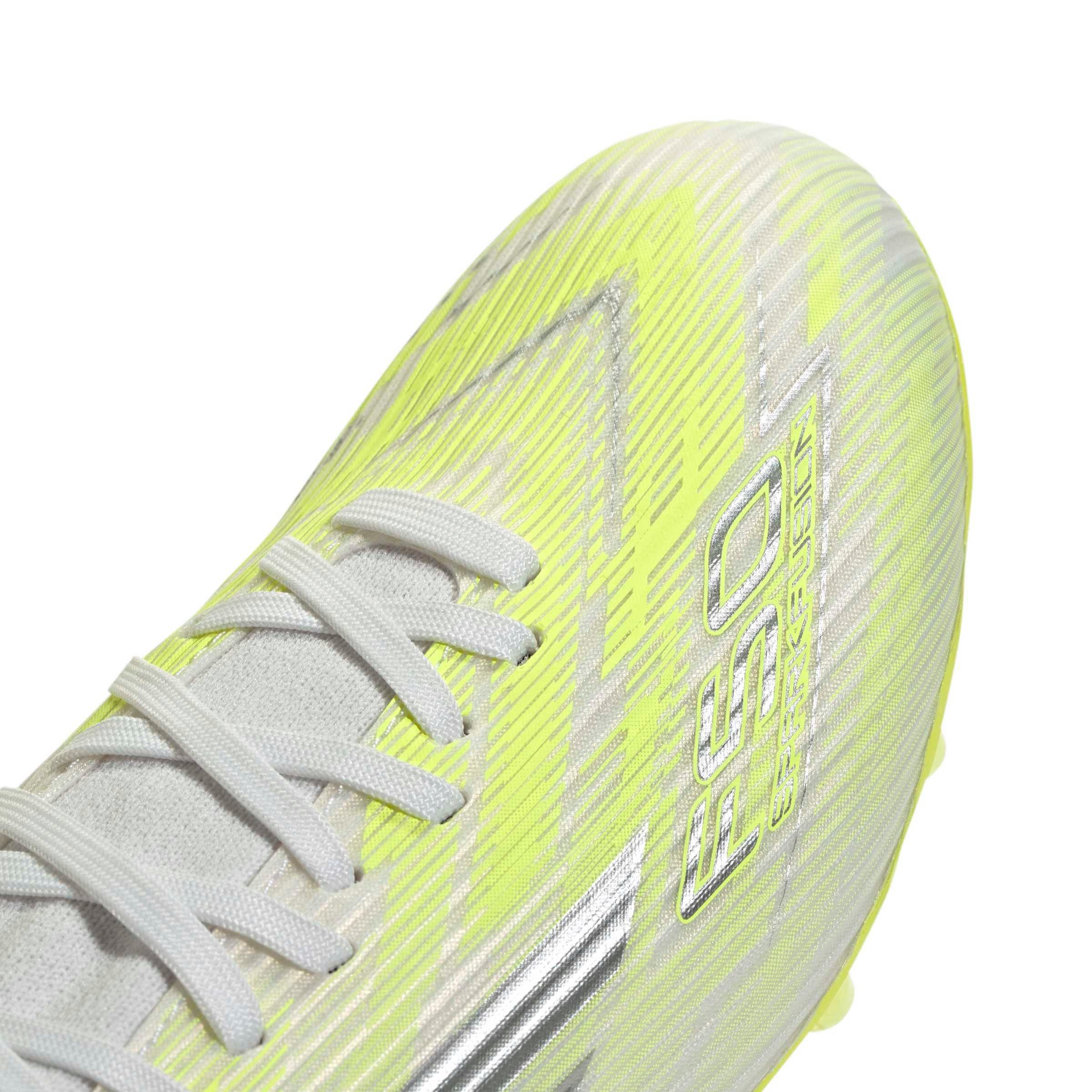 adidas F50 Sparkfusion League FG "Cloud White" Women's Soccer Cleat - CLOUD WHITE/IRON METALLIC/YELLOW Thumbnail View 5