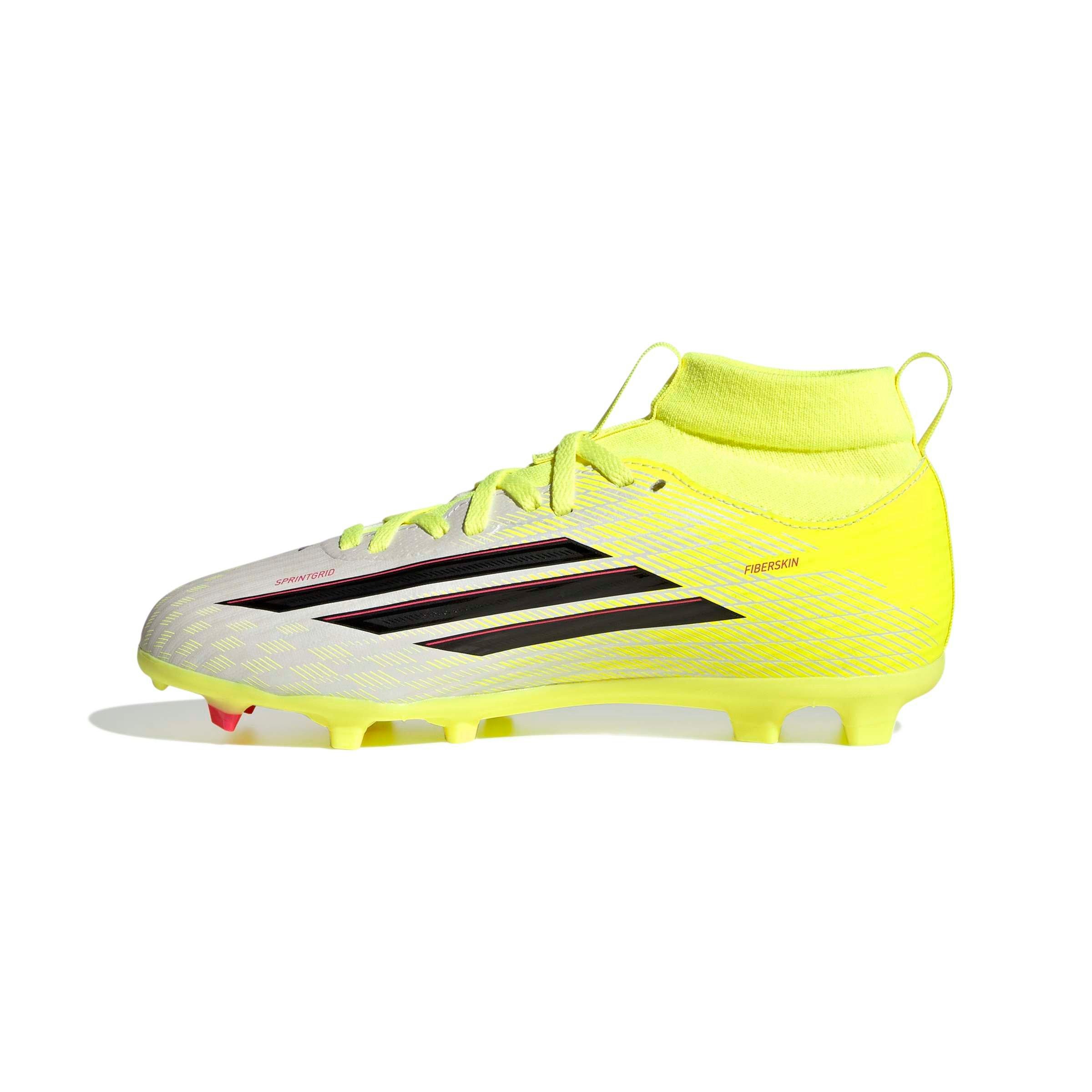adidas F50 League FG "Solar Yellow" Grade School Kids' Soccer Cleat - YELLOW/BLACK Thumbnail View 7