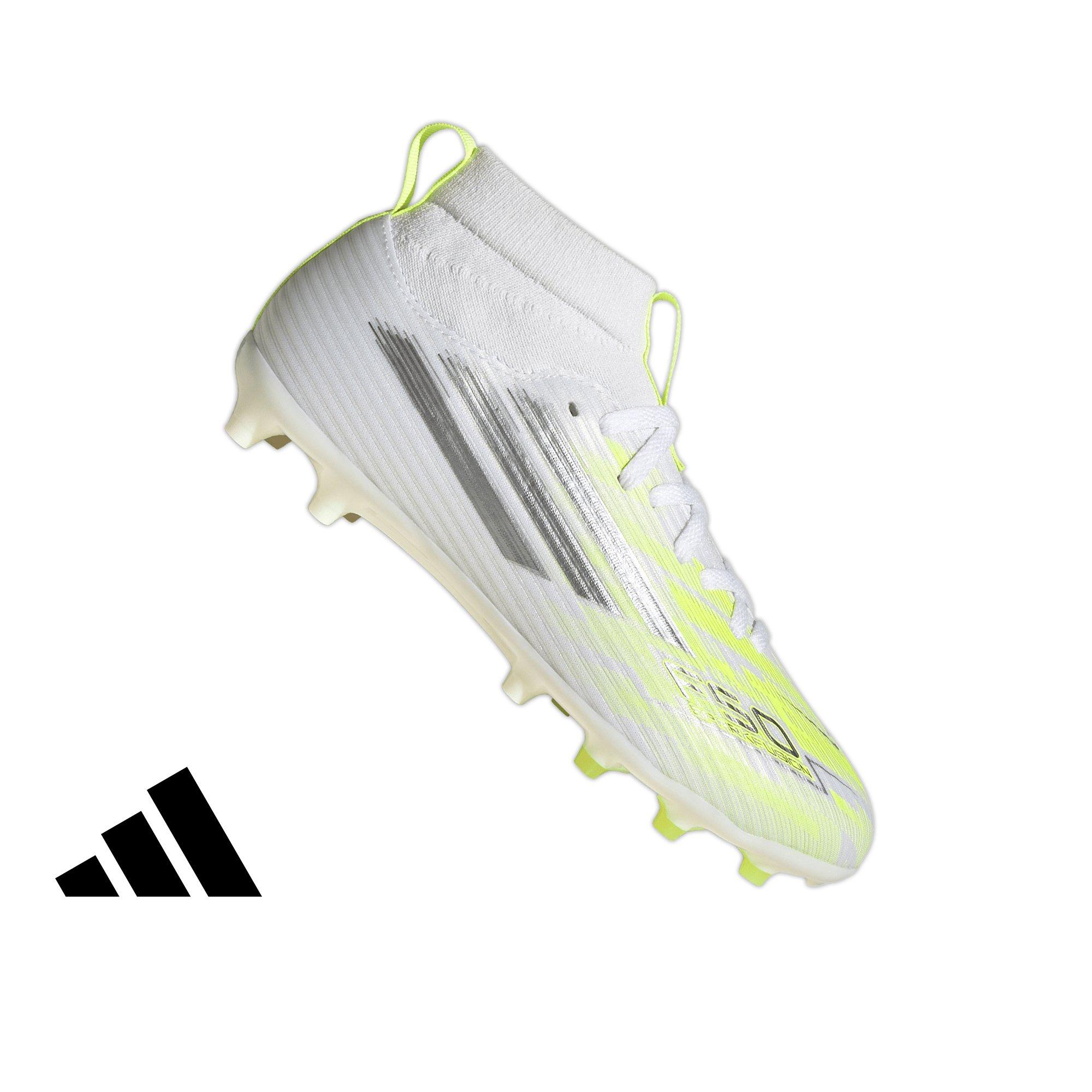 adidas F50 Sparkfusion League FG "Cloud White" Grade School Girls' Soccer Cleat - WHITE/YELLOW Thumbnail View 1