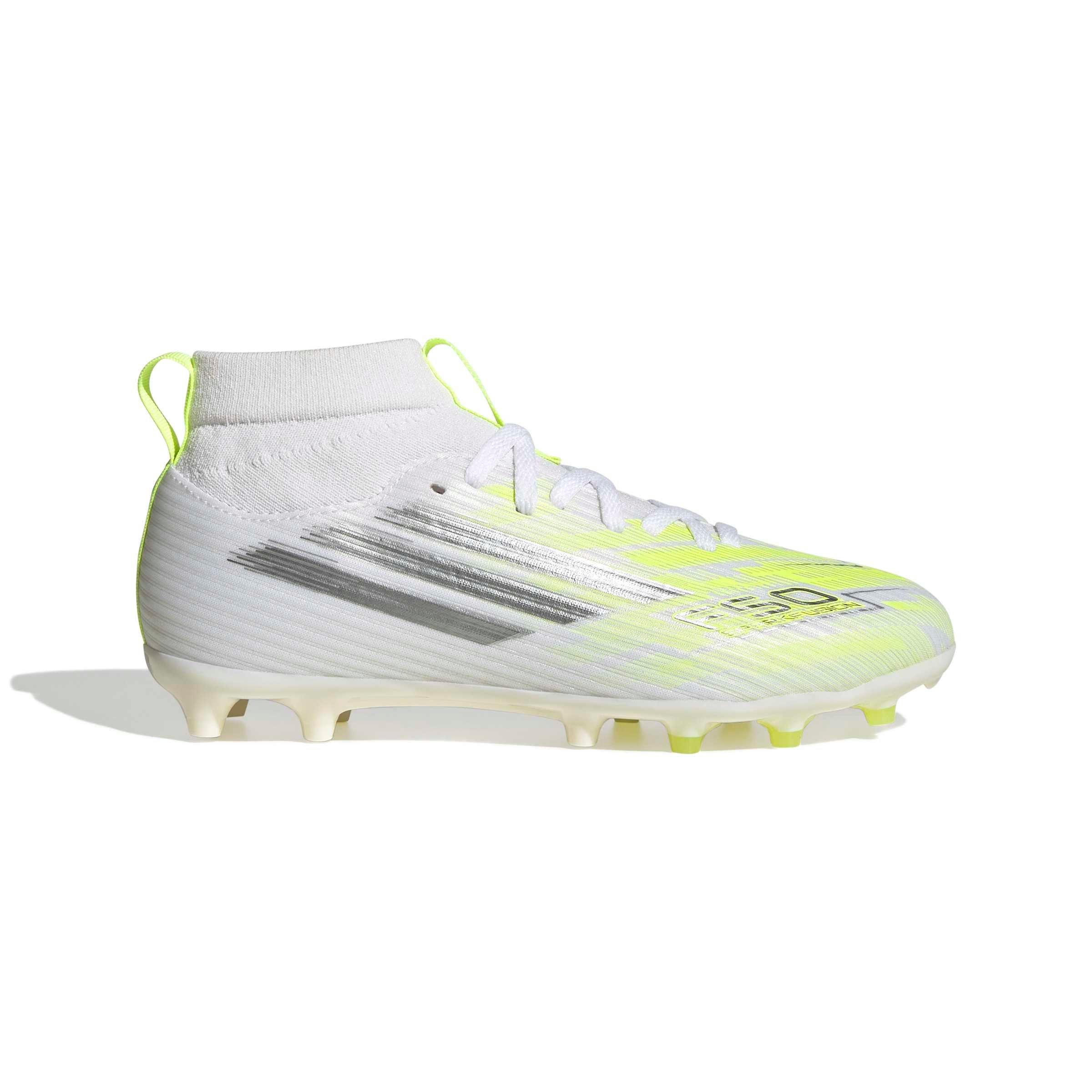 adidas F50 Sparkfusion League FG "Cloud White" Grade School Girls' Soccer Cleat - WHITE/YELLOW Thumbnail View 2