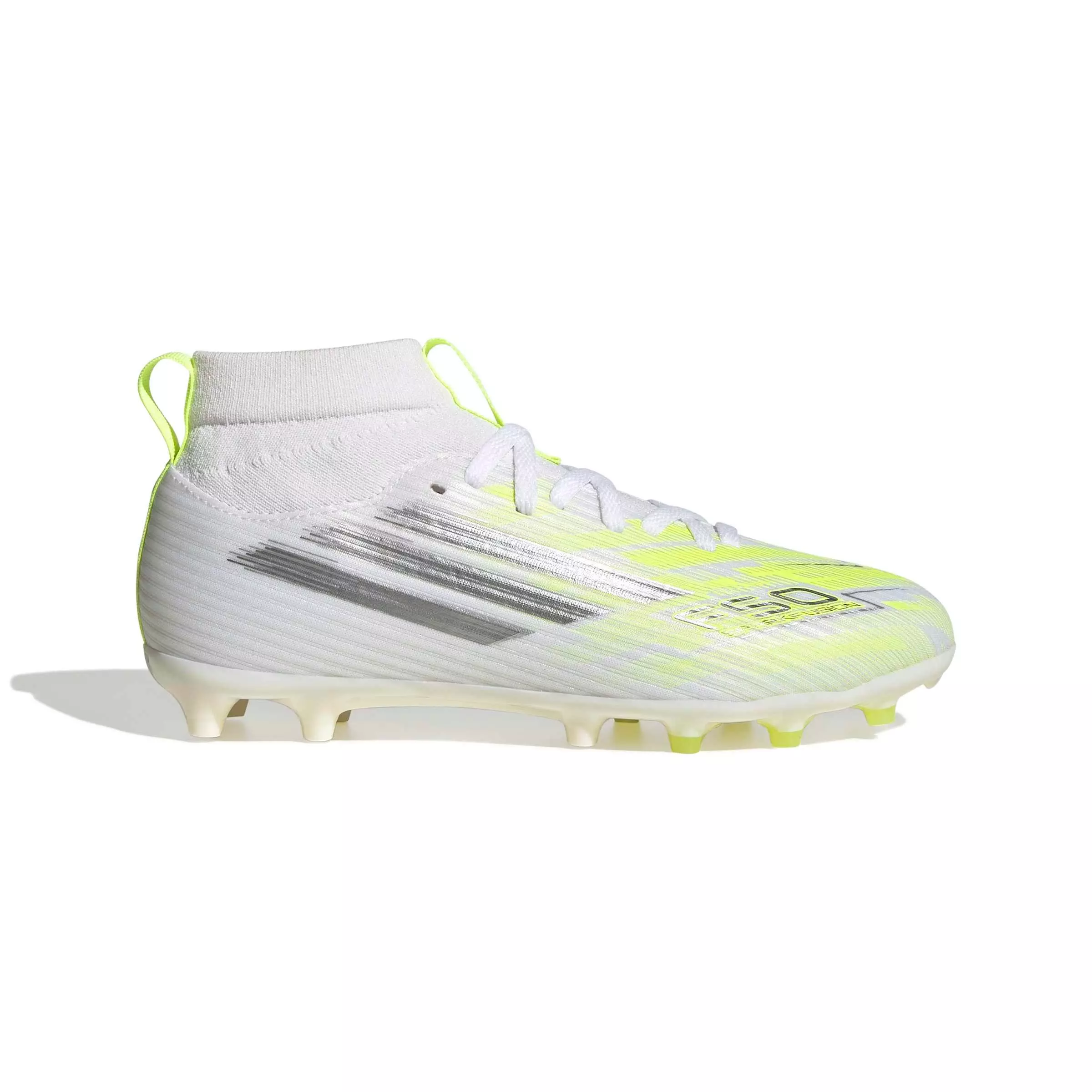 adidas F50 Sparkfusion League FG "Cloud White" Grade School Girls' Soccer Cleat - WHITE/YELLOW