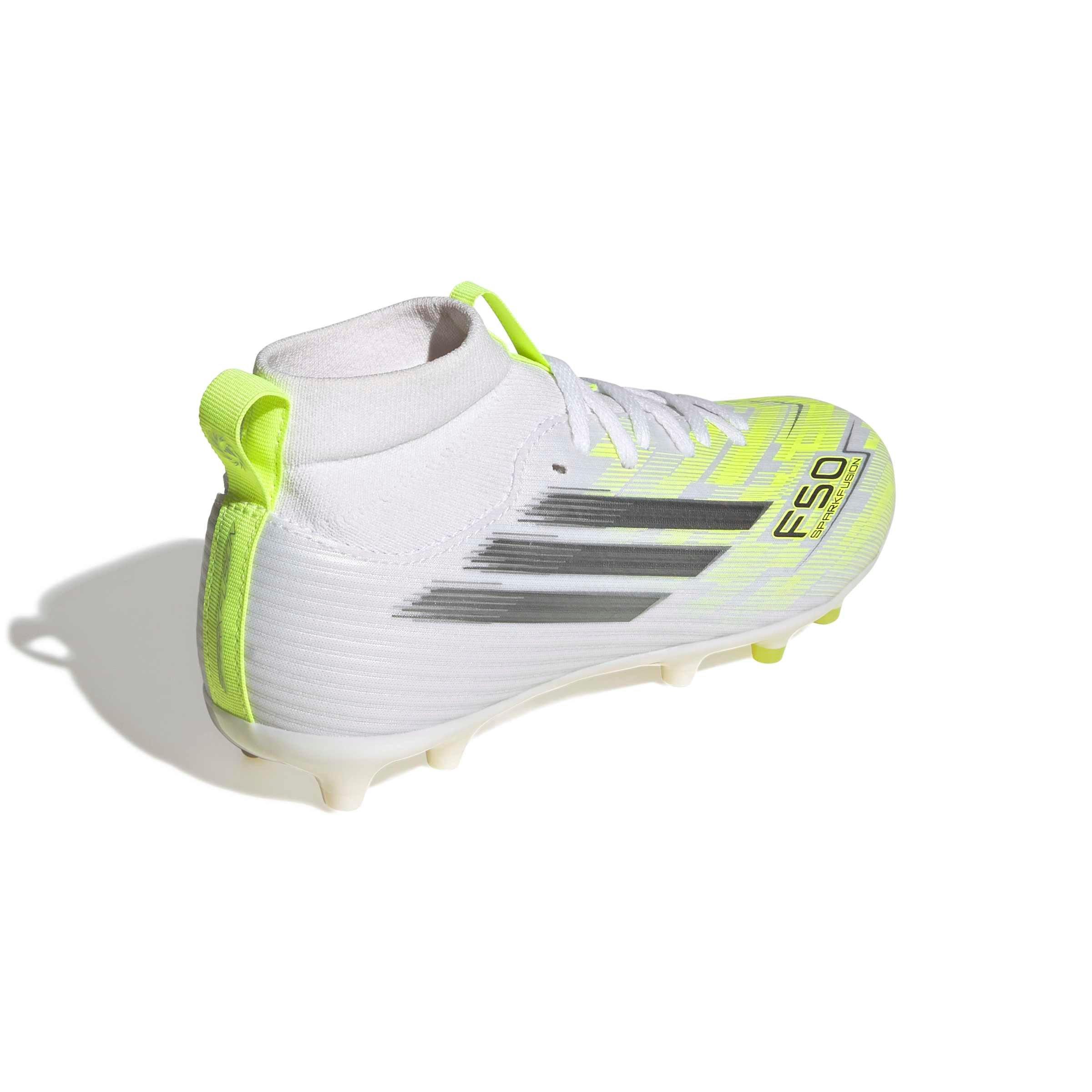 adidas F50 Sparkfusion League FG "Cloud White" Grade School Girls' Soccer Cleat - WHITE/YELLOW Thumbnail View 4