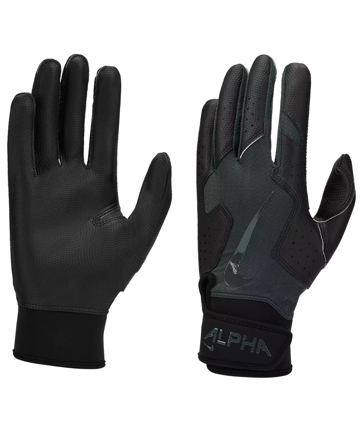 Nike Adult Alpha 2.0 Baseball Batting Gloves - BLACK/GREY