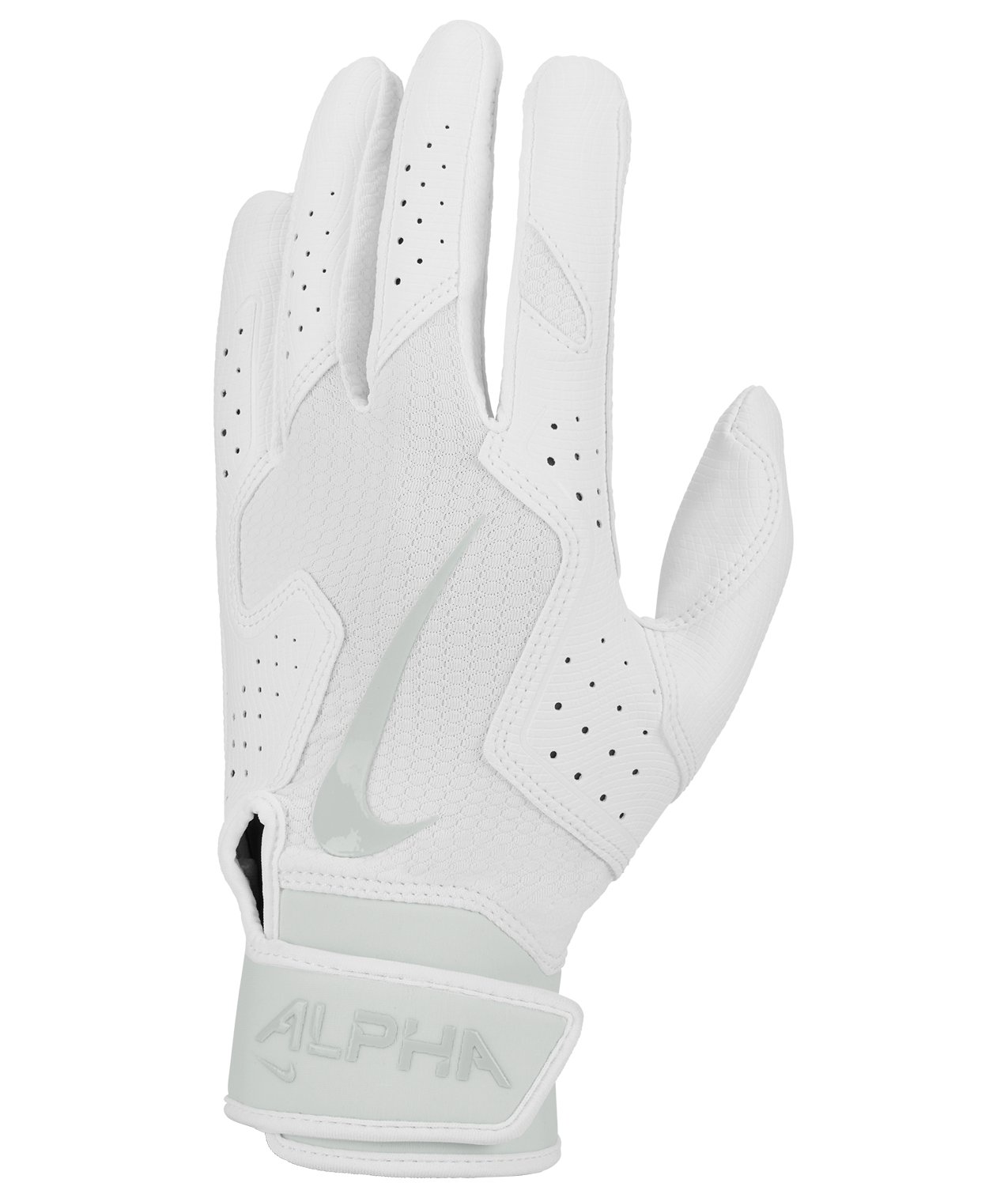 Nike Adult Alpha 2.0 Baseball Batting Gloves-White - WHITE/GREY Thumbnail View 1