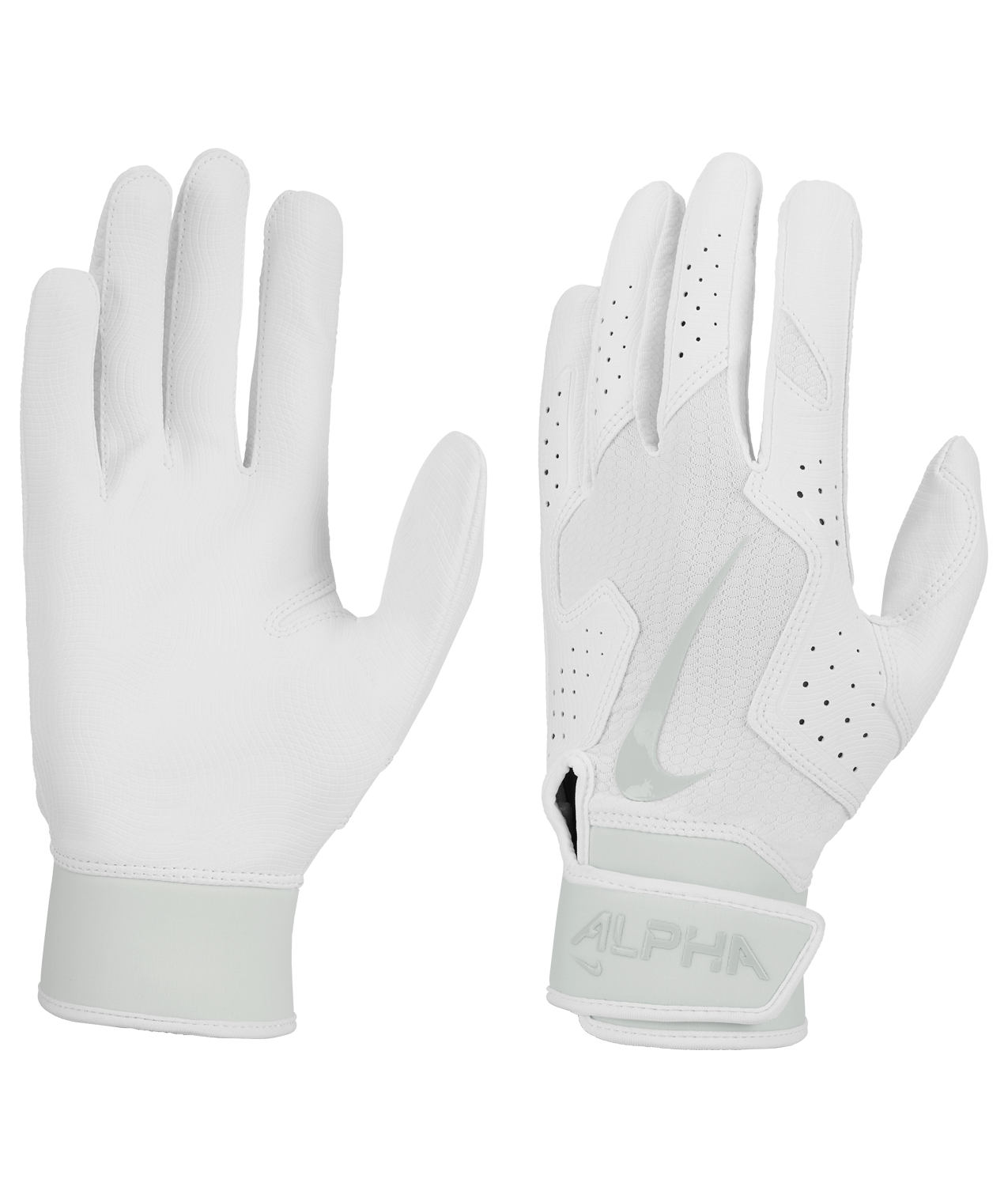 Nike Adult Alpha 2.0 Baseball Batting Gloves-White - WHITE/GREY Thumbnail View 3
