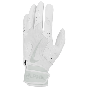 Nike Adult Alpha 2.0 Baseball Batting Gloves-White