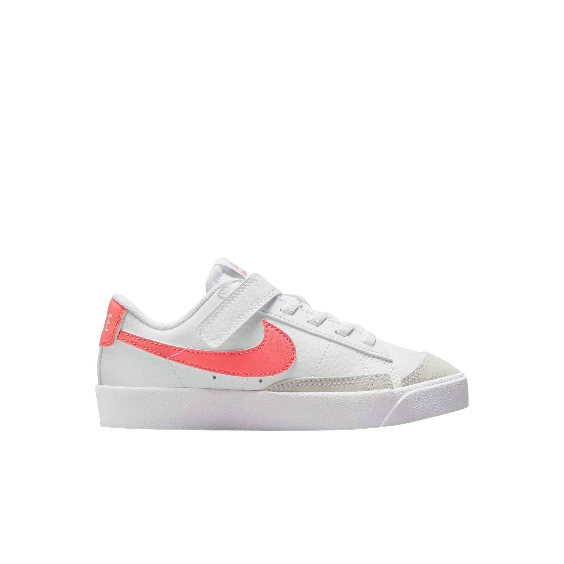 Nike Blazer Low '77 "White/Echo Pink/Magic Ember" Preschool Girls' Shoe - WHITE/PINK Thumbnail View 1