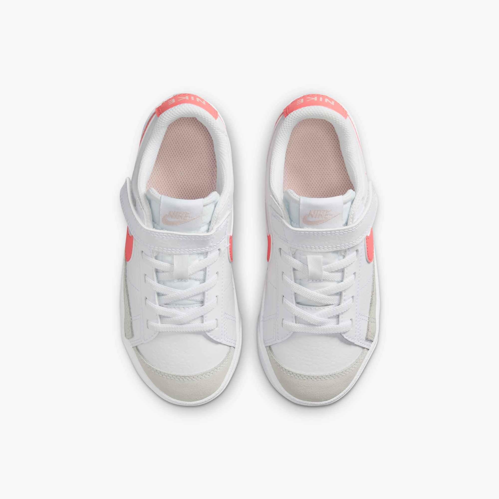 Nike Blazer Low '77 "White/Echo Pink/Magic Ember" Preschool Girls' Shoe - WHITE/PINK Thumbnail View 3