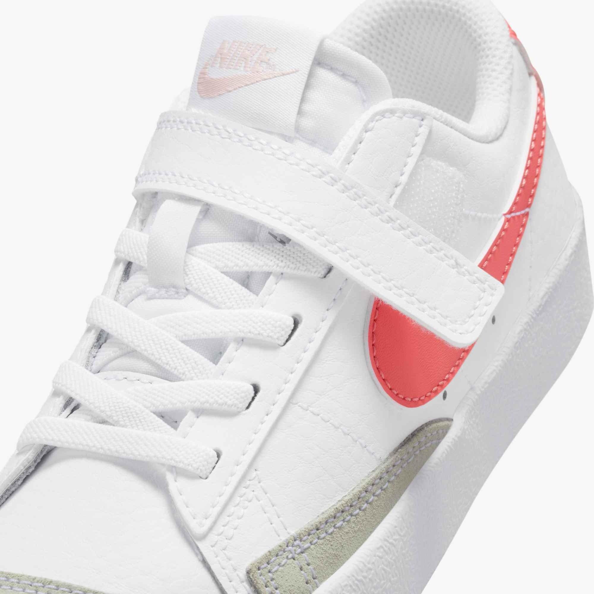 Nike Blazer Low '77 "White/Echo Pink/Magic Ember" Preschool Girls' Shoe - WHITE/PINK Thumbnail View 6