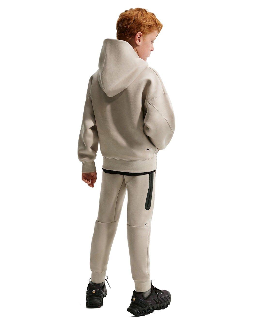 Nike Sportswear Tech Fleece Big Kids' Beige Oversized Pullover Hoodie