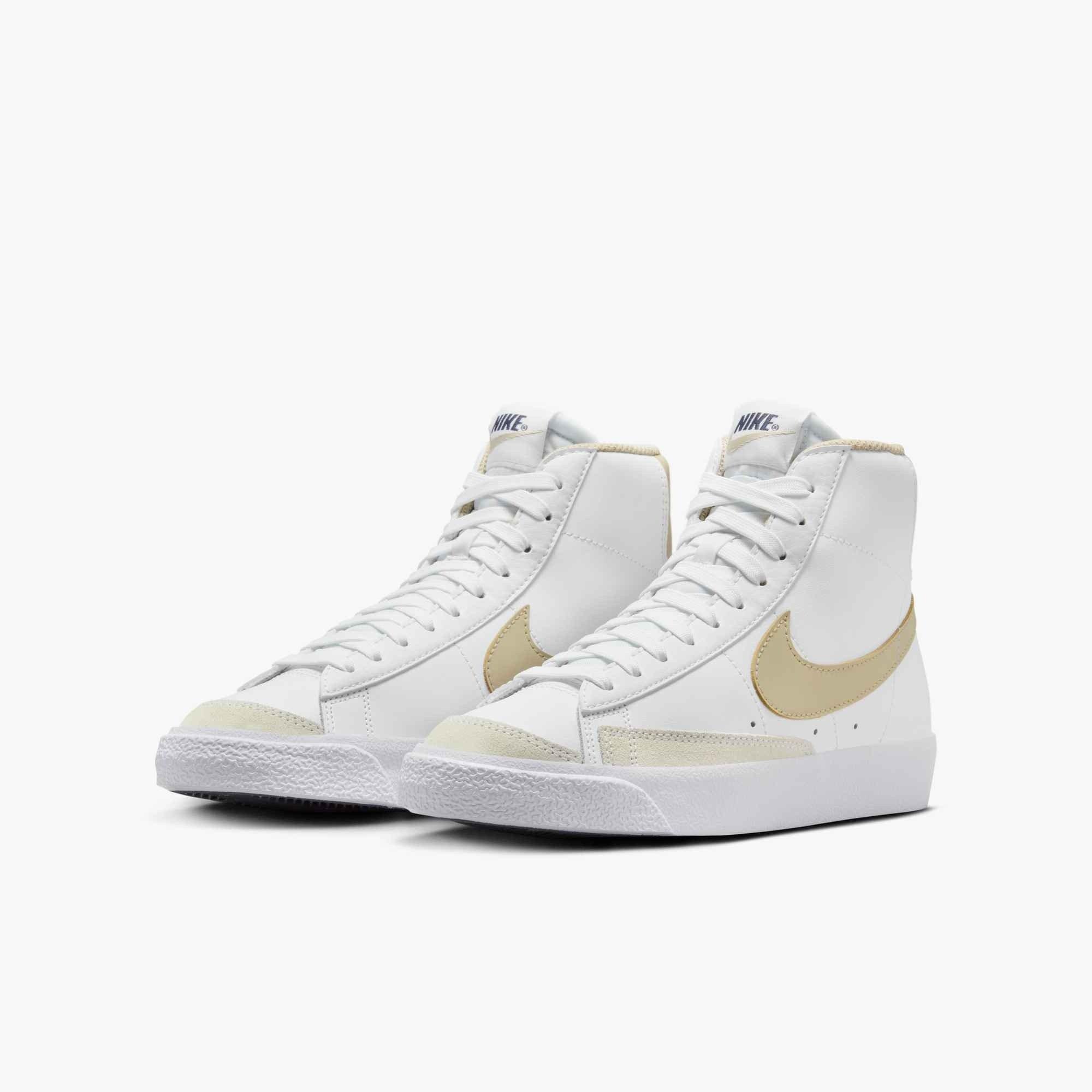 Nike Blazer Mid '77 "White/Thunder Blue/Desert Khaki" Grade School Boys' Shoe - WHITE/BLUE/KHAKI Thumbnail View 4