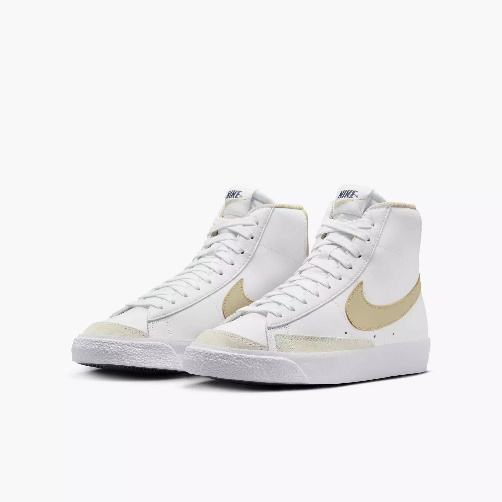 Nike Blazer Mid '77 "White/Thunder Blue/Desert Khaki" Grade School Boys' Shoe - WHITE/BLUE/KHAKI