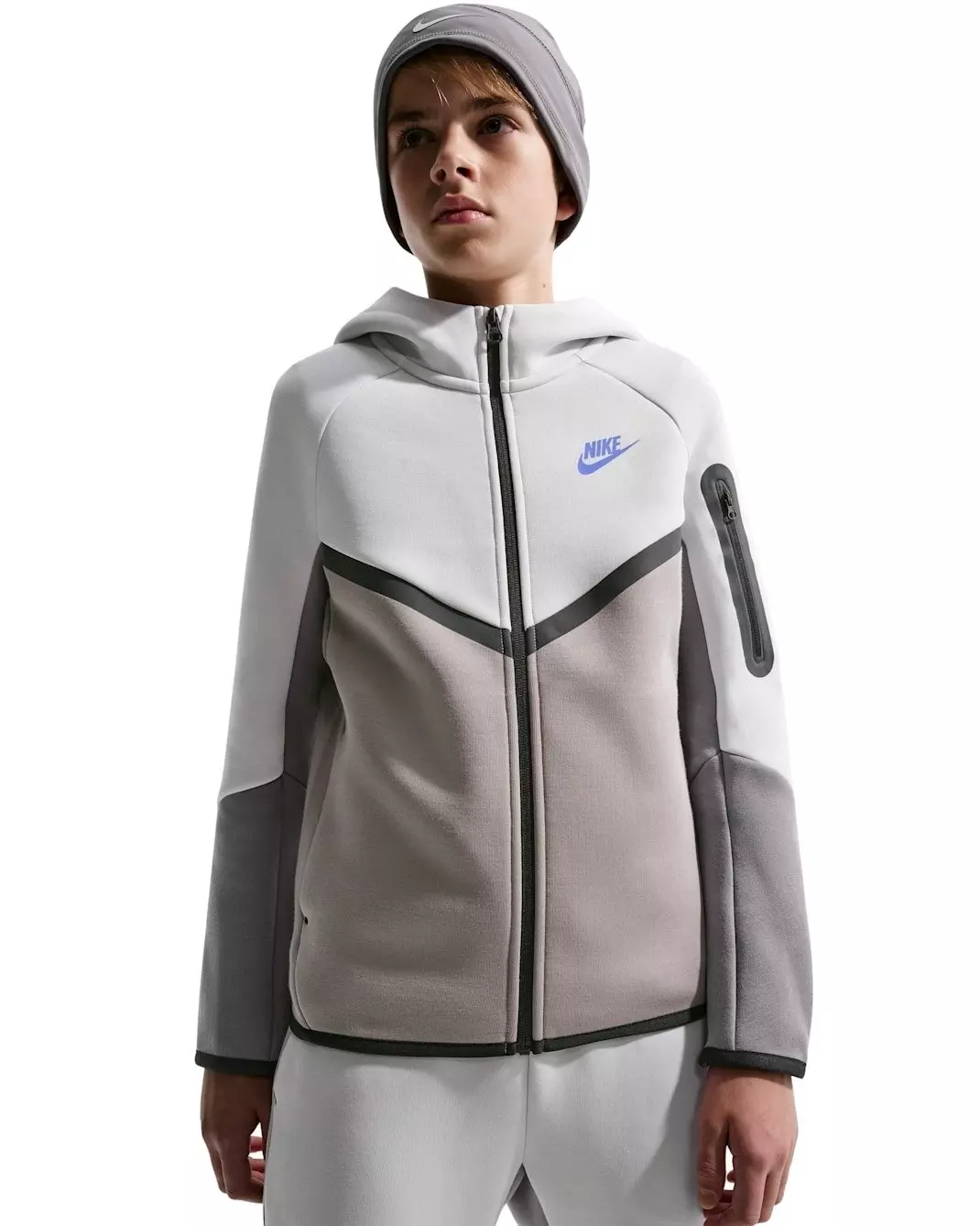 Nike Big Kids' Sportswear Tech Fleece Full-Zip Hooded Jacket - Grey - GREY
