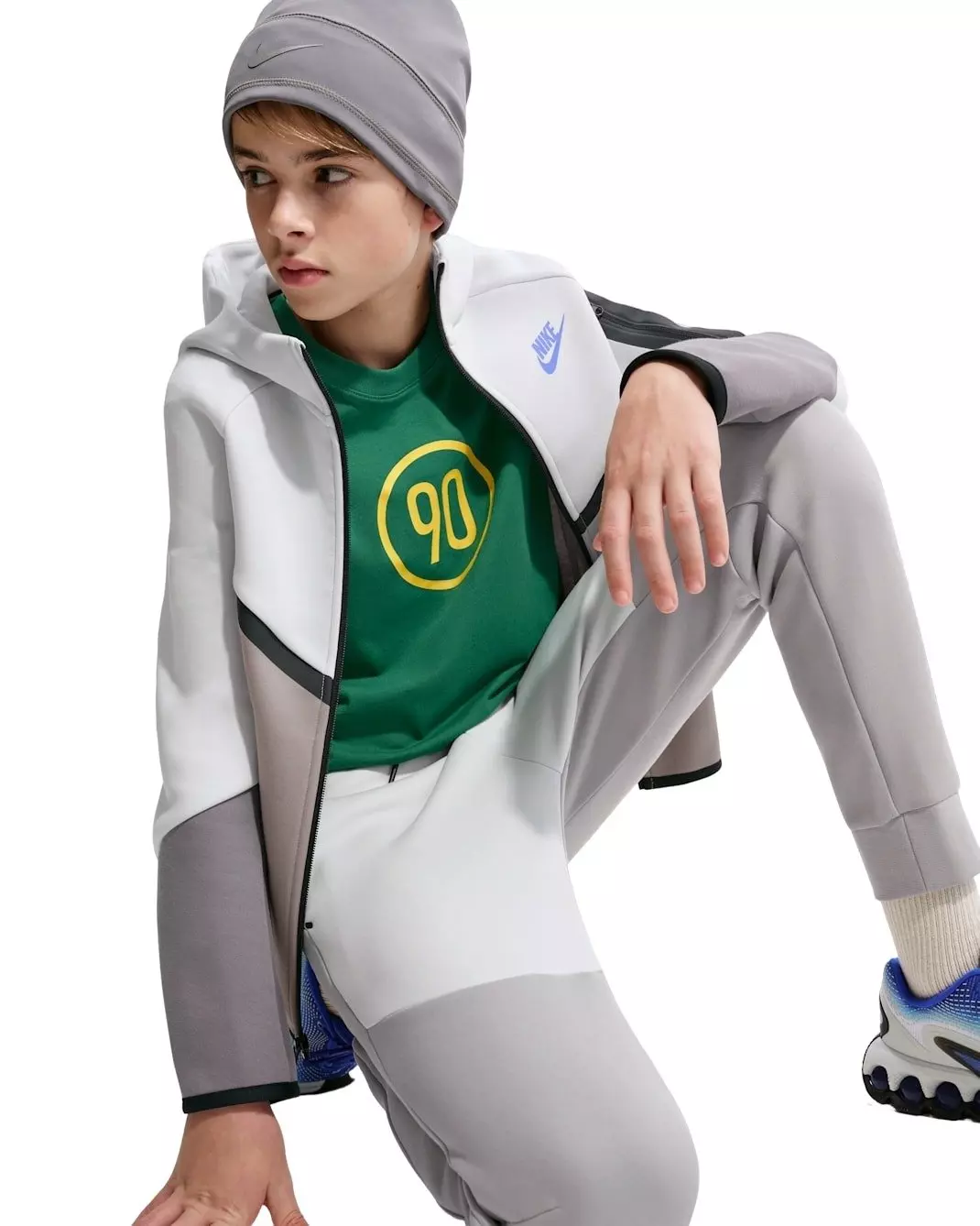 Nike Big Kids' Sportswear Tech Fleece Full-Zip Hooded Jacket - Grey - GREY