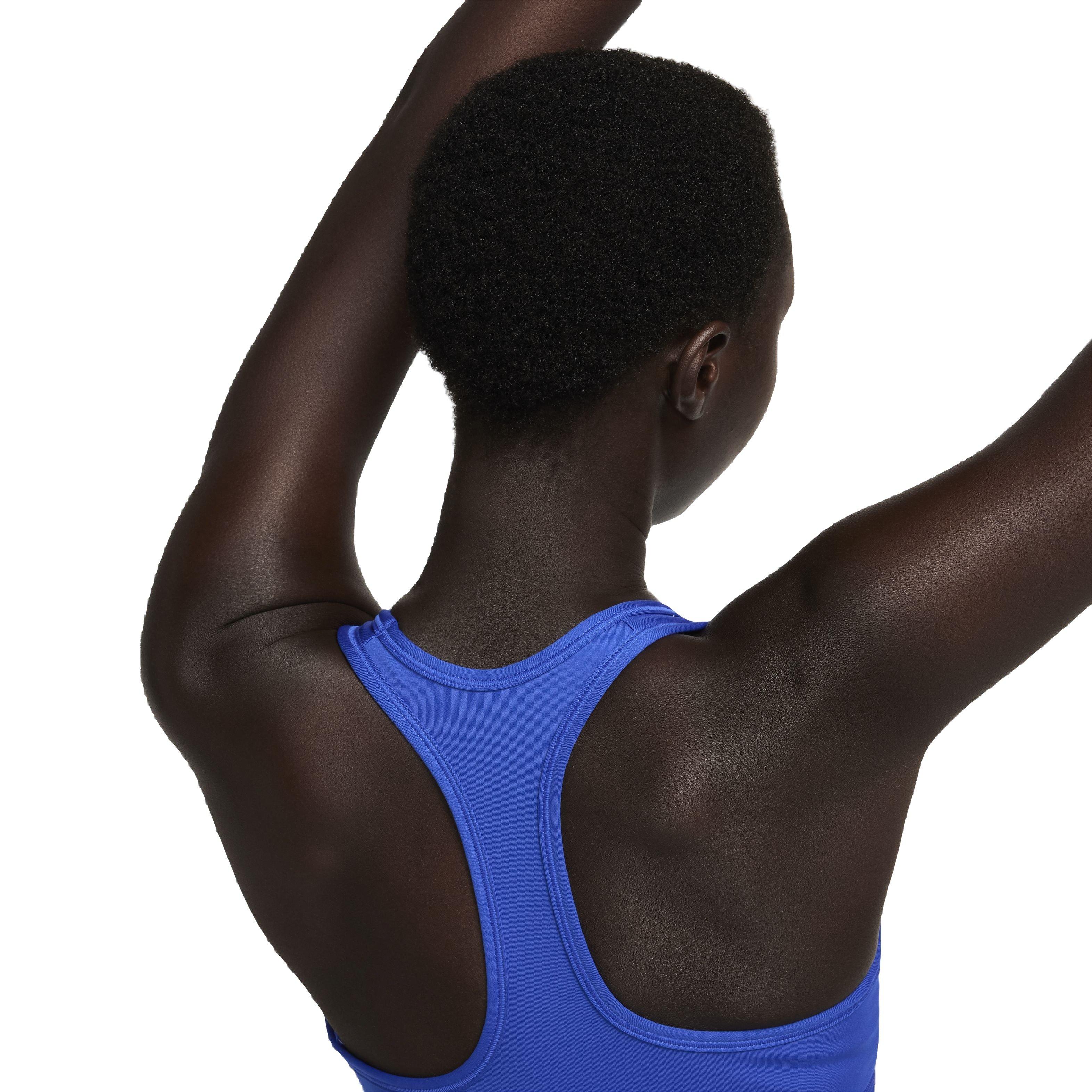 Nike Women's Swoosh Medium Support Padded Sports Bra - BLUE Thumbnail View 6