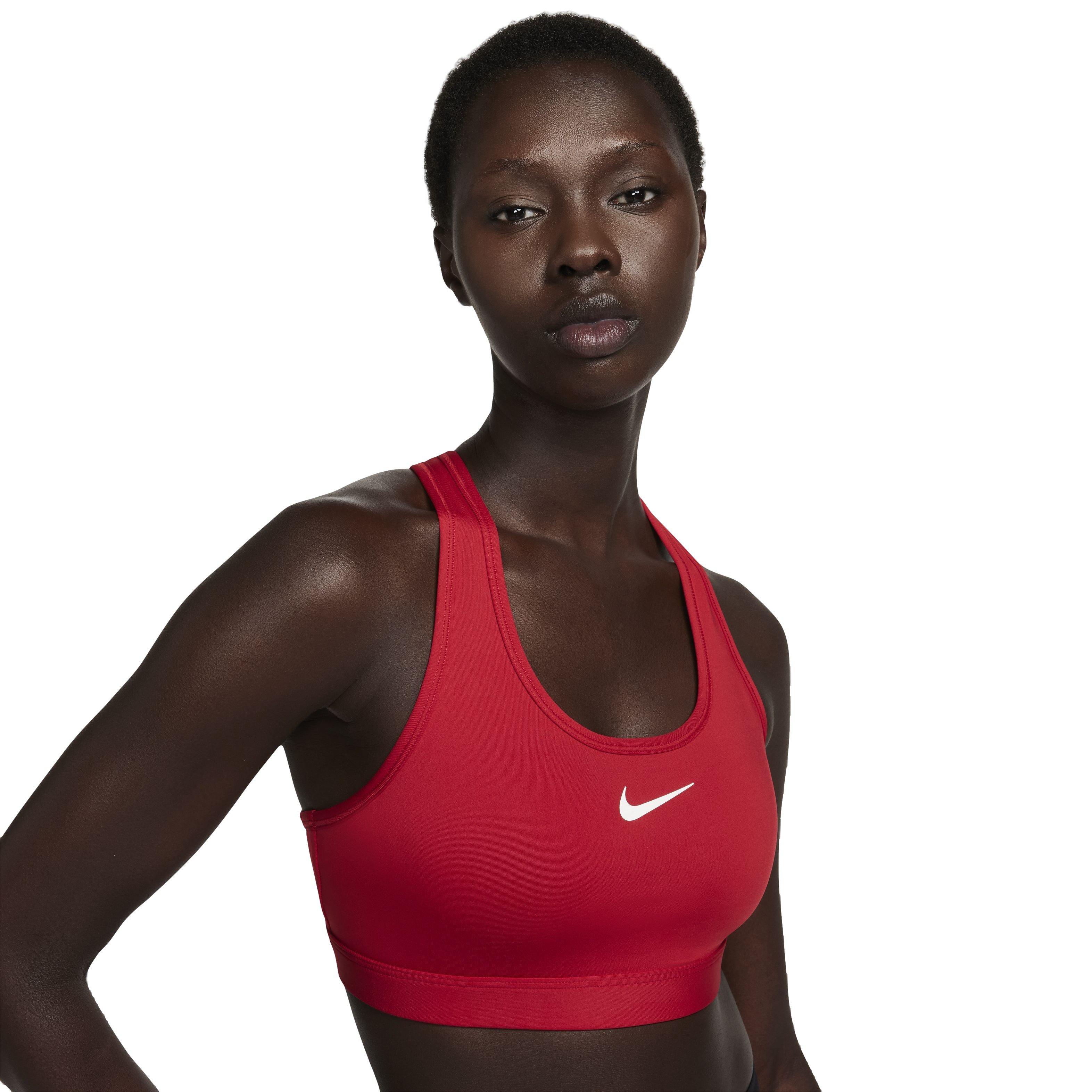 Nike Women's Swoosh Medium Support Padded Sports Bra - RED Thumbnail View 1