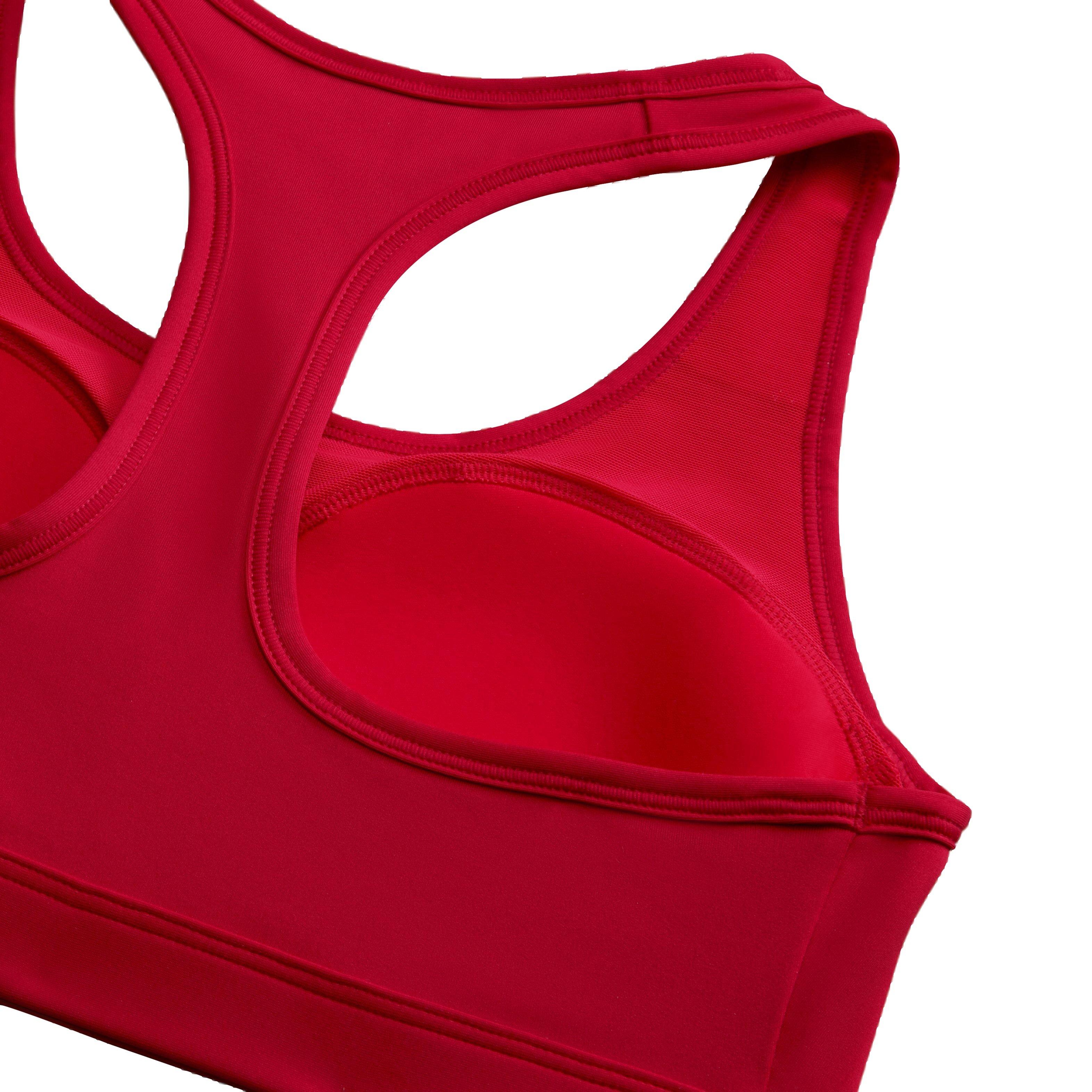 Nike Women's Swoosh Medium Support Padded Sports Bra - RED Thumbnail View 4