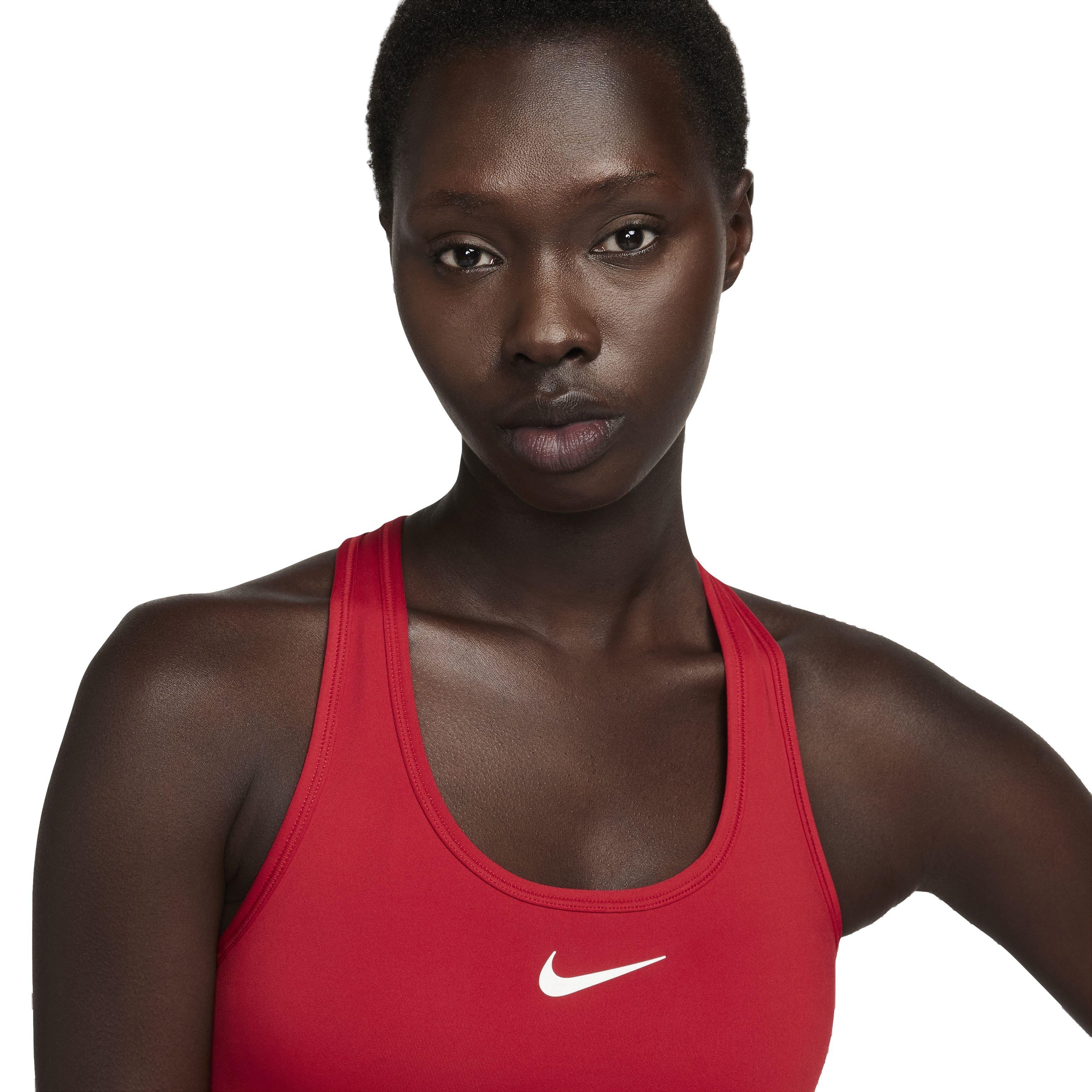 Nike Women's Swoosh Medium Support Padded Sports Bra - RED Thumbnail View 5