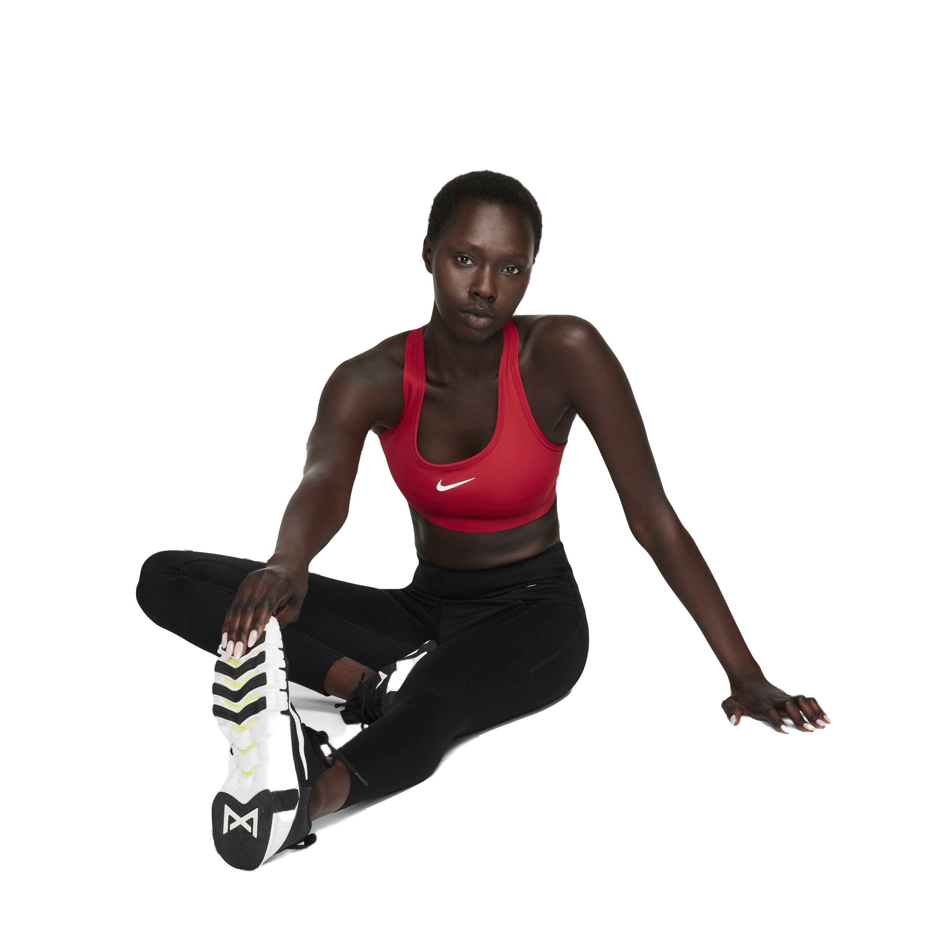 Nike Women's Swoosh Medium Support Padded Sports Bra - RED Thumbnail View 7