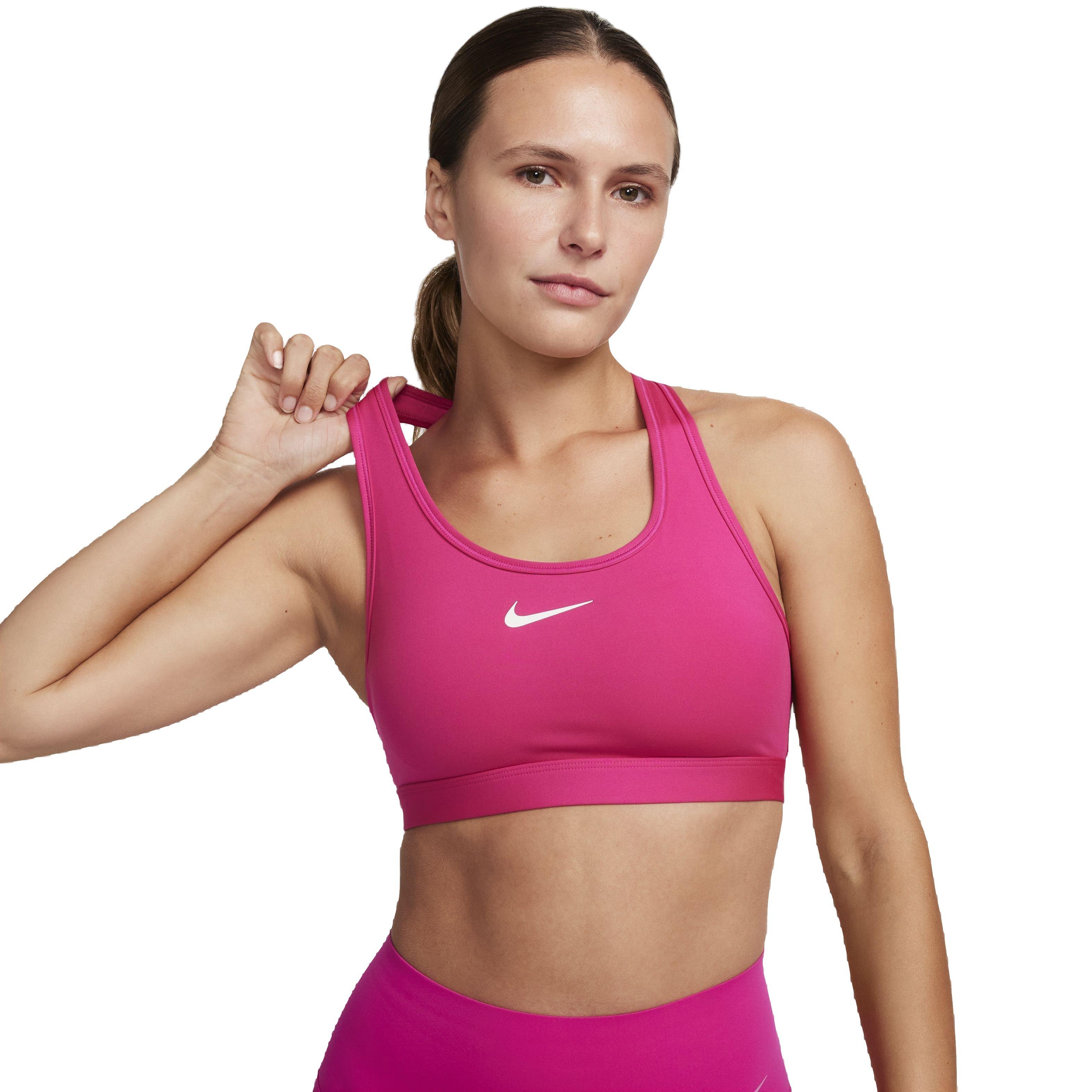 Nike Women's Swoosh Medium Support Padded Sports Bra - PINK Thumbnail View 2