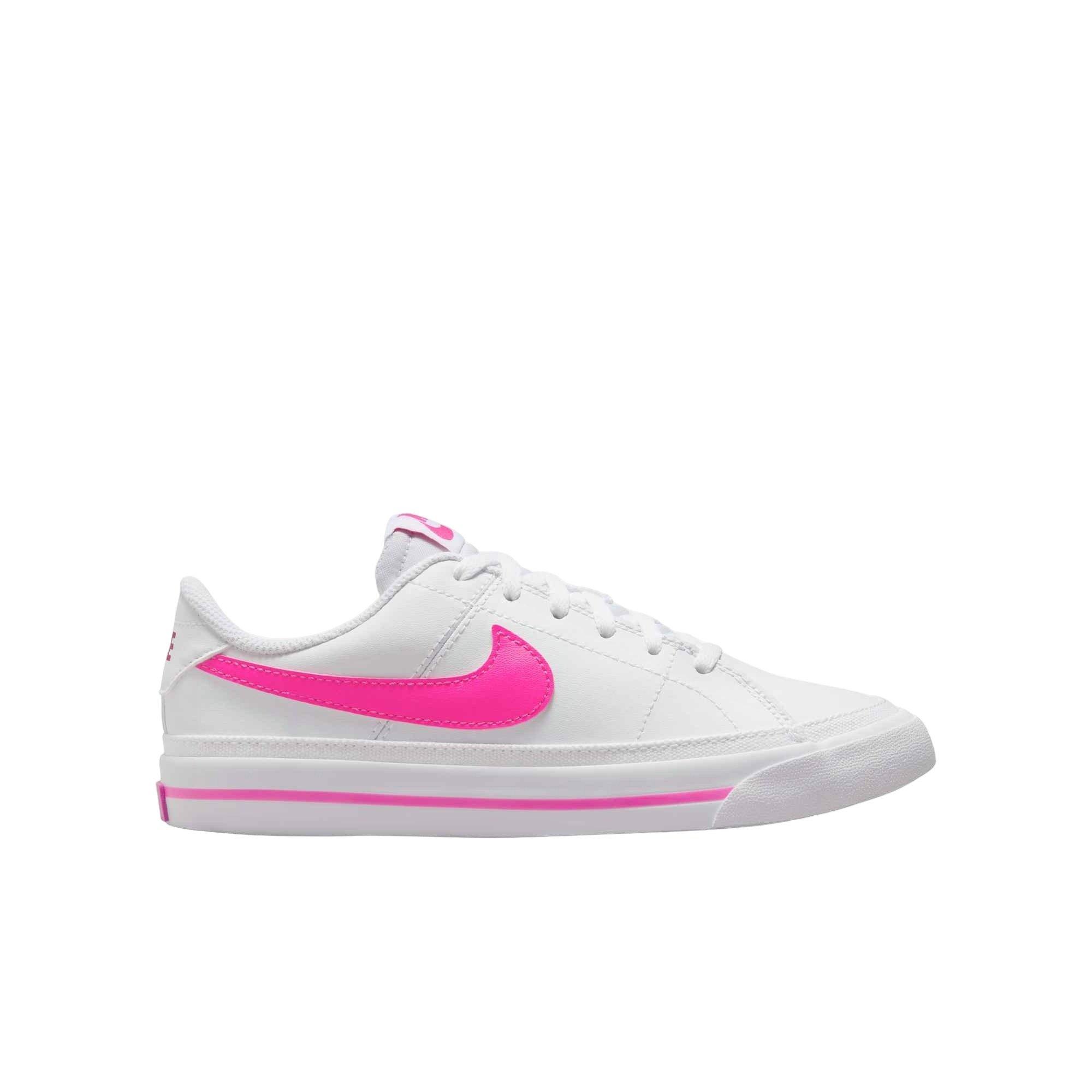 Nike Court Legacy "White/Laser Fuchsia" Grade School Girls' Shoe - WHITE/FUCHSIA Thumbnail View 1