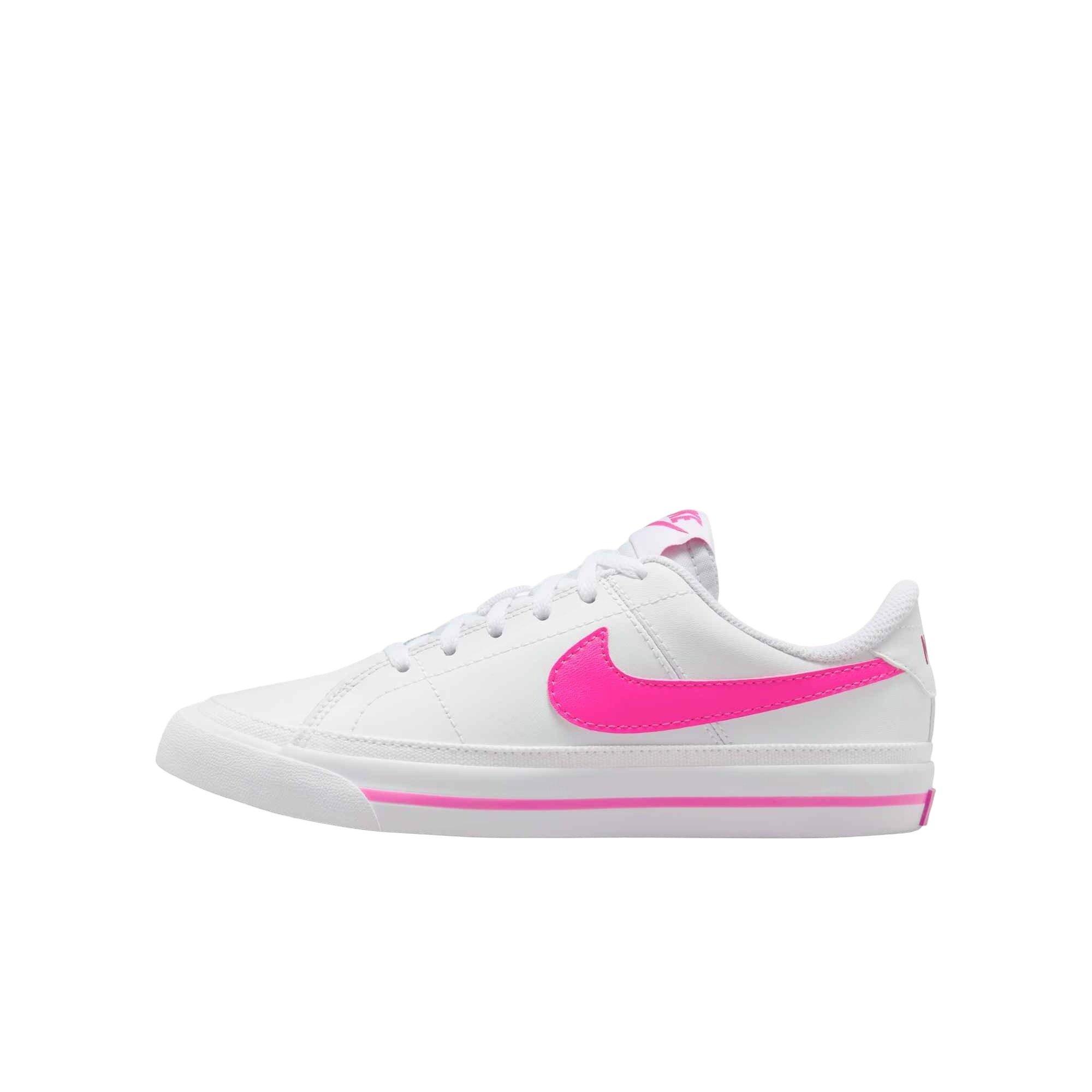 Nike Court Legacy "White/Laser Fuchsia" Grade School Girls' Shoe - WHITE/FUCHSIA Thumbnail View 2