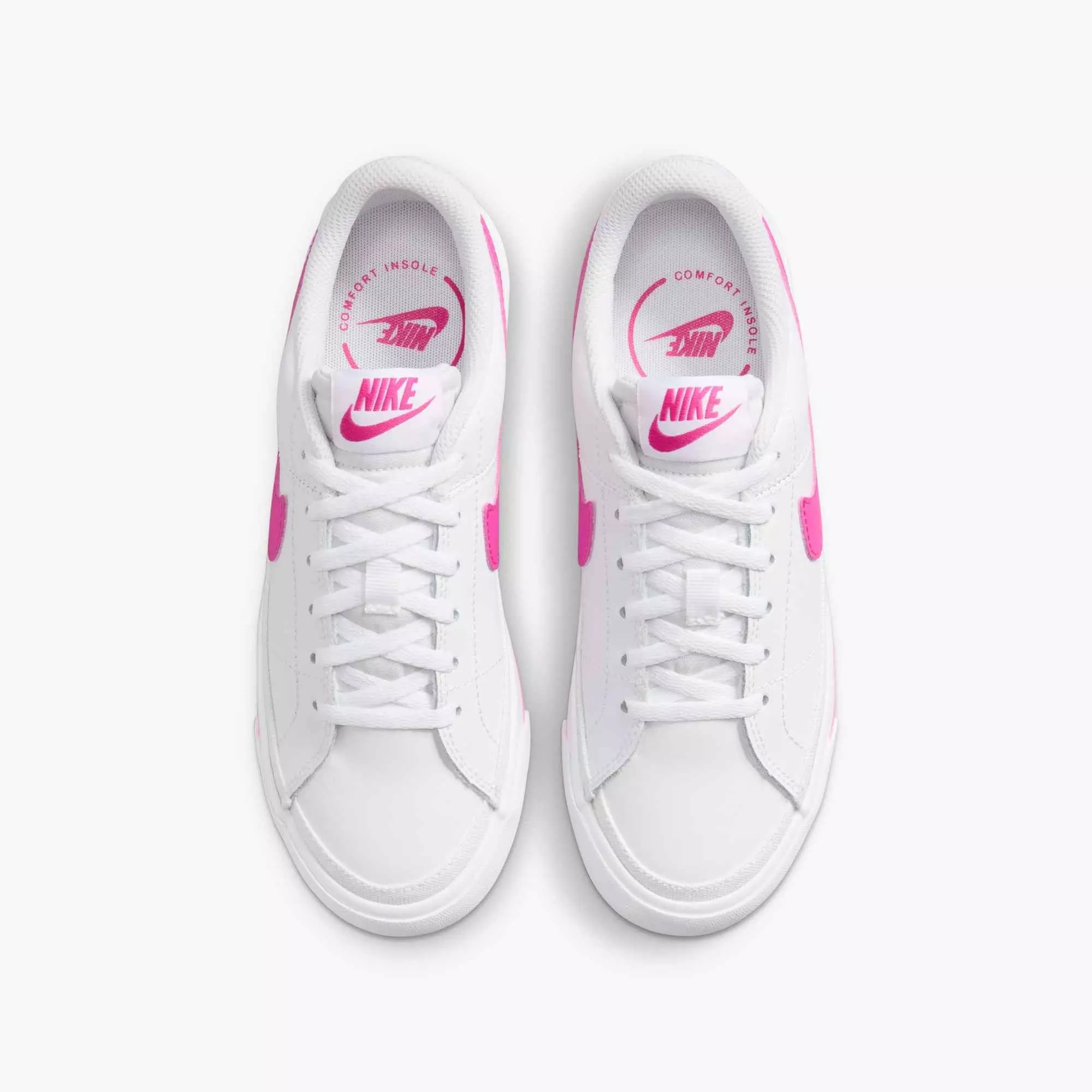 Nike Court Legacy "White/Laser Fuchsia" Grade School Girls' Shoe - WHITE/FUCHSIA