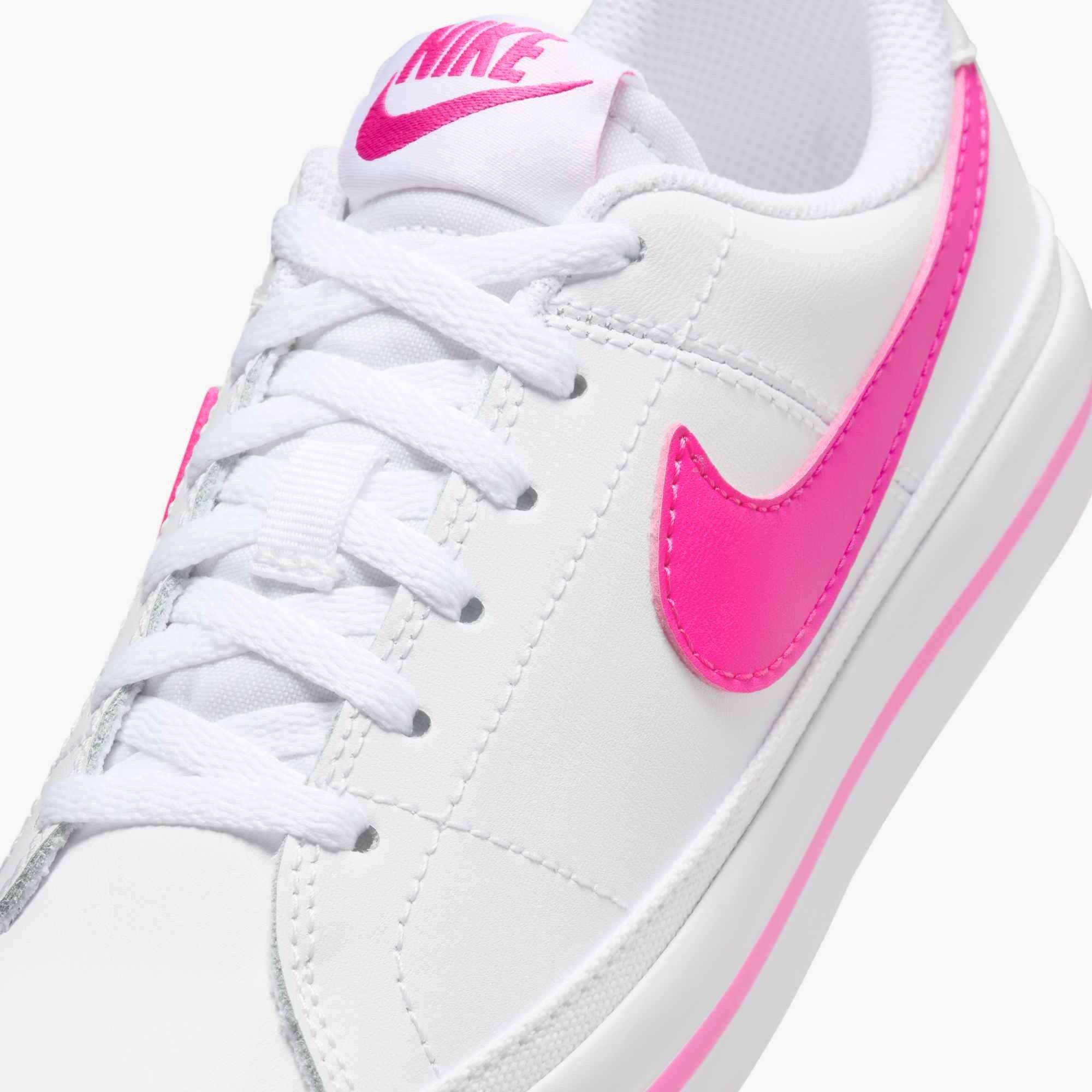 Nike Court Legacy "White/Laser Fuchsia" Grade School Girls' Shoe - WHITE/FUCHSIA Thumbnail View 6