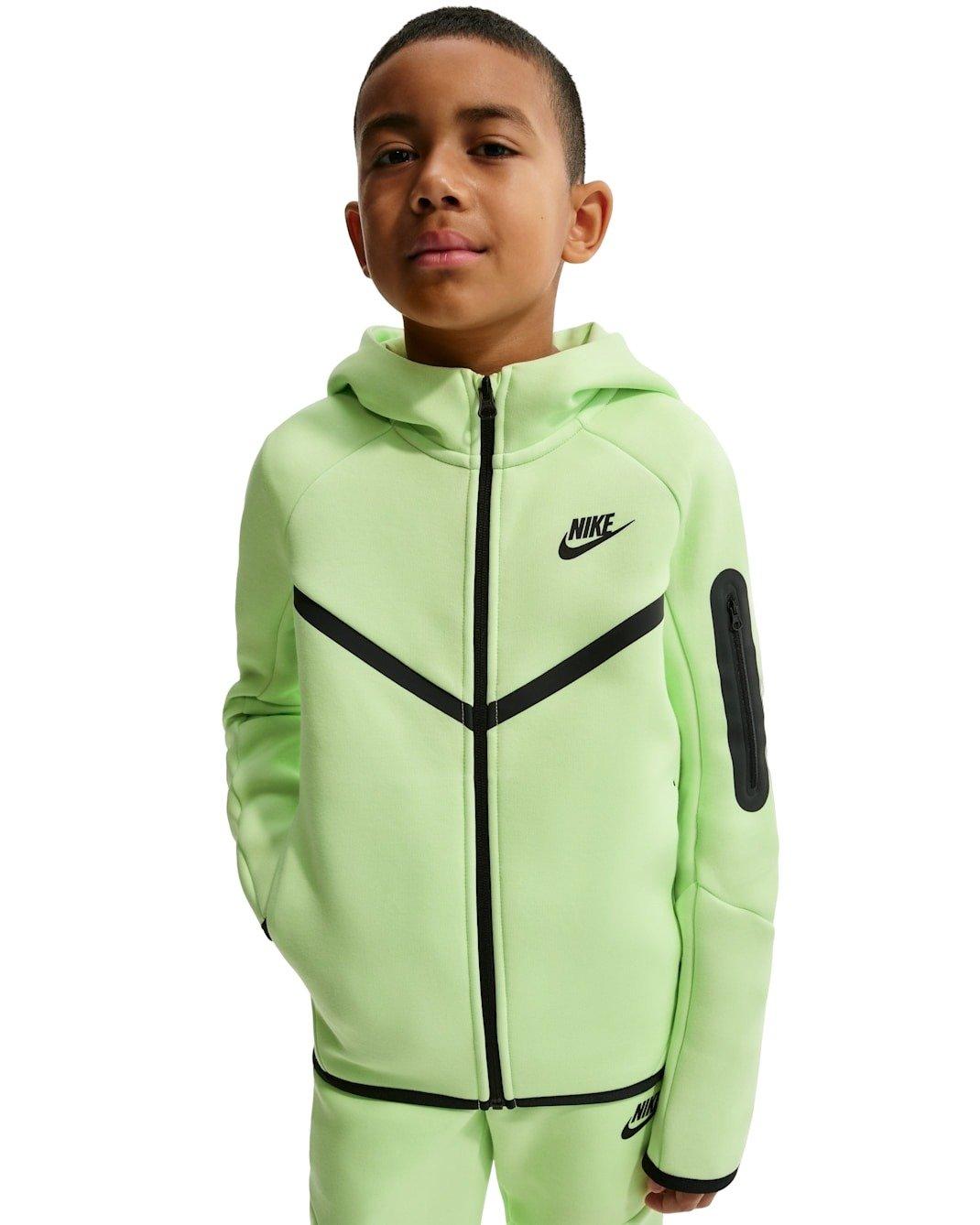 Nike Big Kids' Sportswear Tech Fleece Full-Zip Hooded Jacket - Lime Green - LIME GREEN Thumbnail View 1