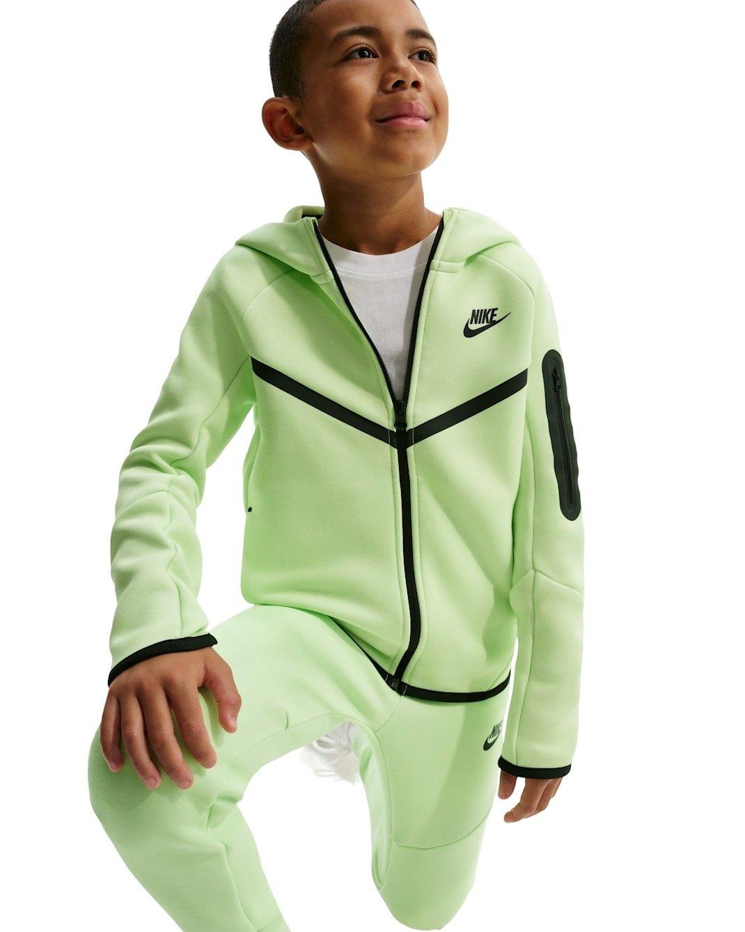 Nike Big Kids' Sportswear Tech Fleece Full-Zip Hooded Jacket - Lime Green - LIME GREEN Thumbnail View 3
