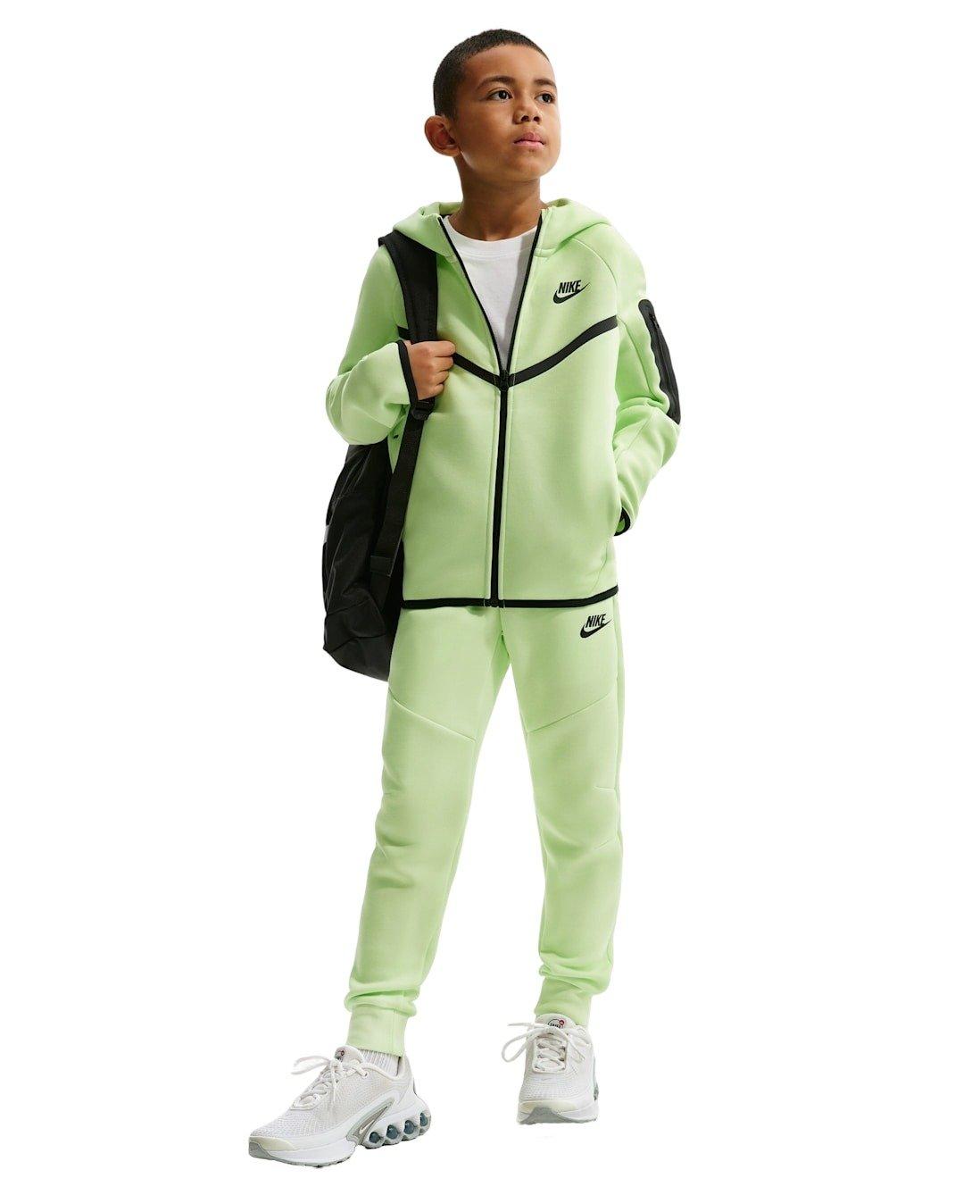 Nike Big Kids' Sportswear Tech Fleece Full-Zip Hooded Jacket - Lime Green - LIME GREEN Thumbnail View 4