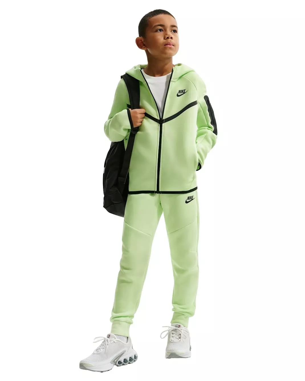 Nike Big Kids' Sportswear Tech Fleece Full-Zip Hooded Jacket - Lime Green - LIME GREEN
