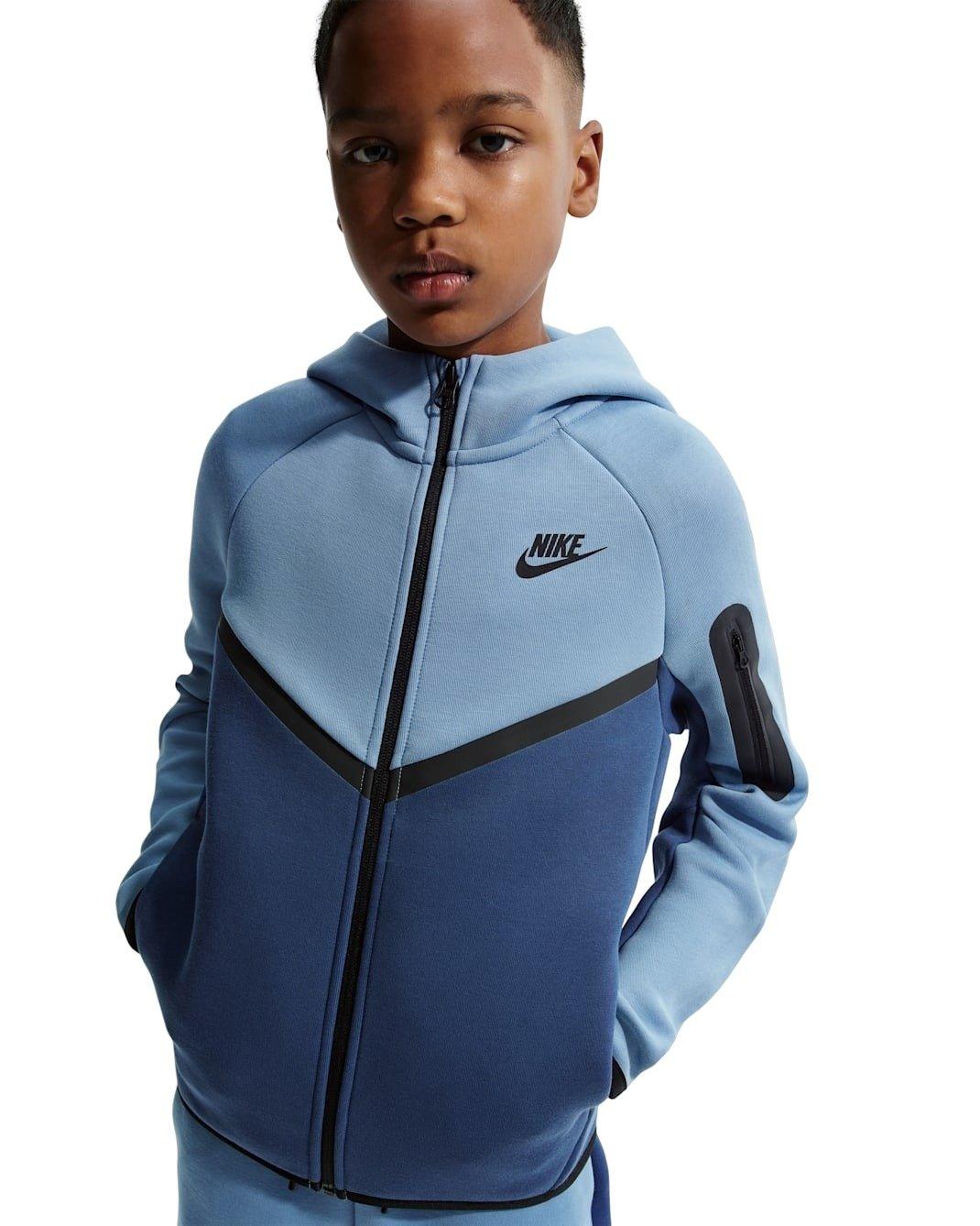 Nike Big Kids' Sportswear Tech Fleece Full-Zip Hooded Jacket - Blue/Navy - BLUE/NAVY Thumbnail View 1