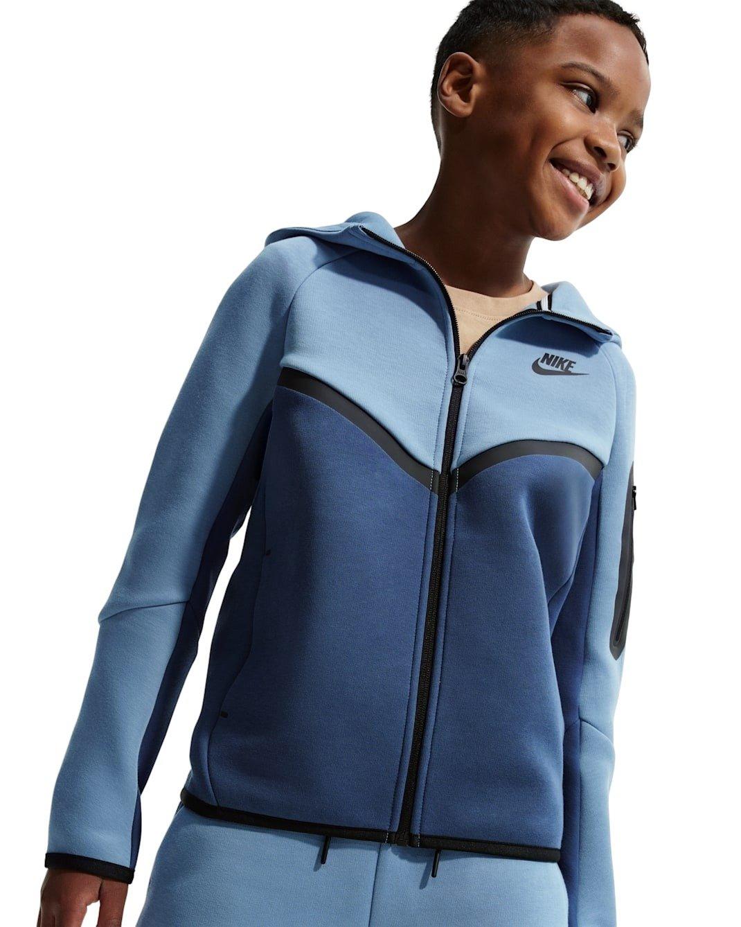 Nike Big Kids' Sportswear Tech Fleece Full-Zip Hooded Jacket - Blue/Navy - BLUE/NAVY Thumbnail View 3