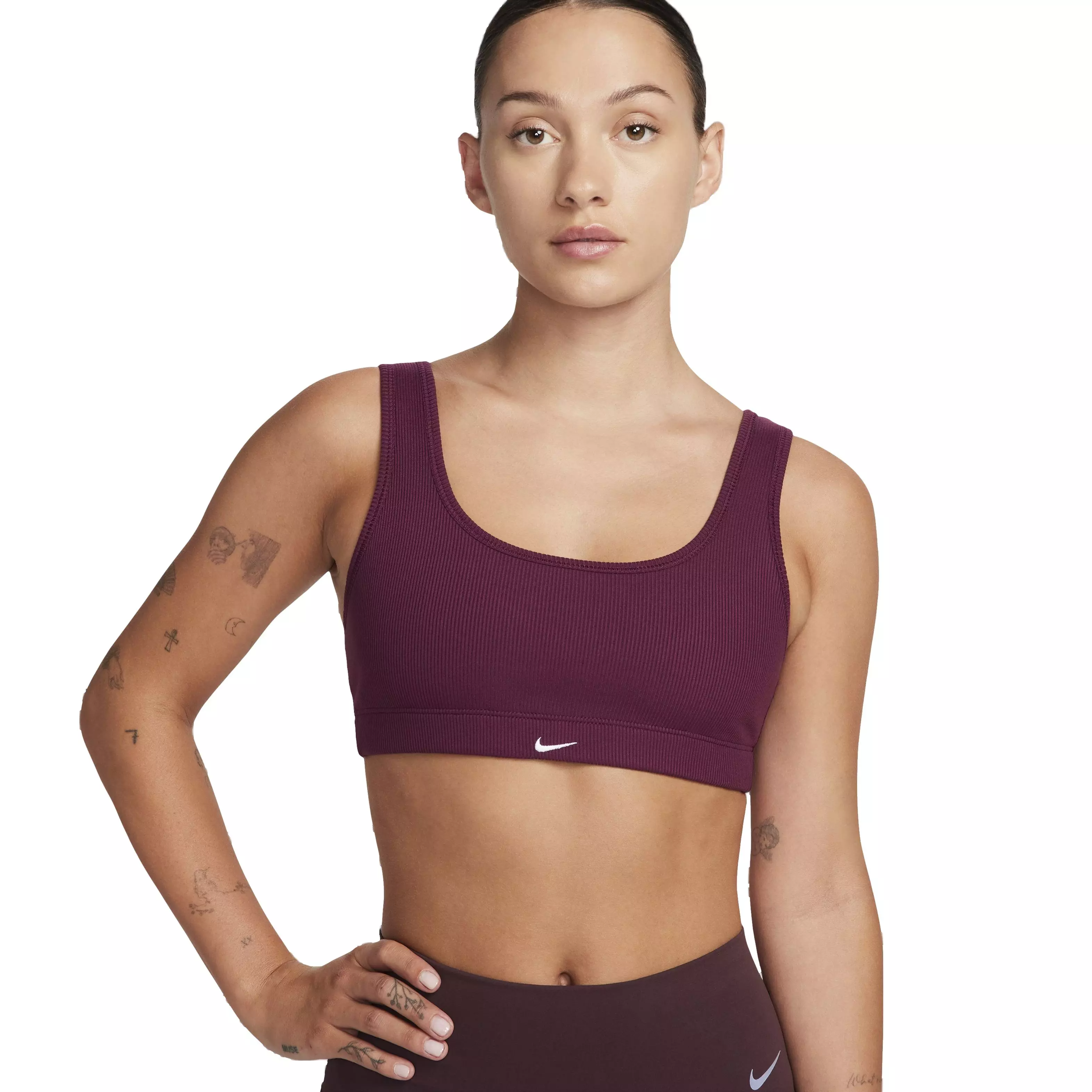 Nike Women's Light Support Lightly Lined Alate All U Ribbed Sports Bra - BORDEAUX