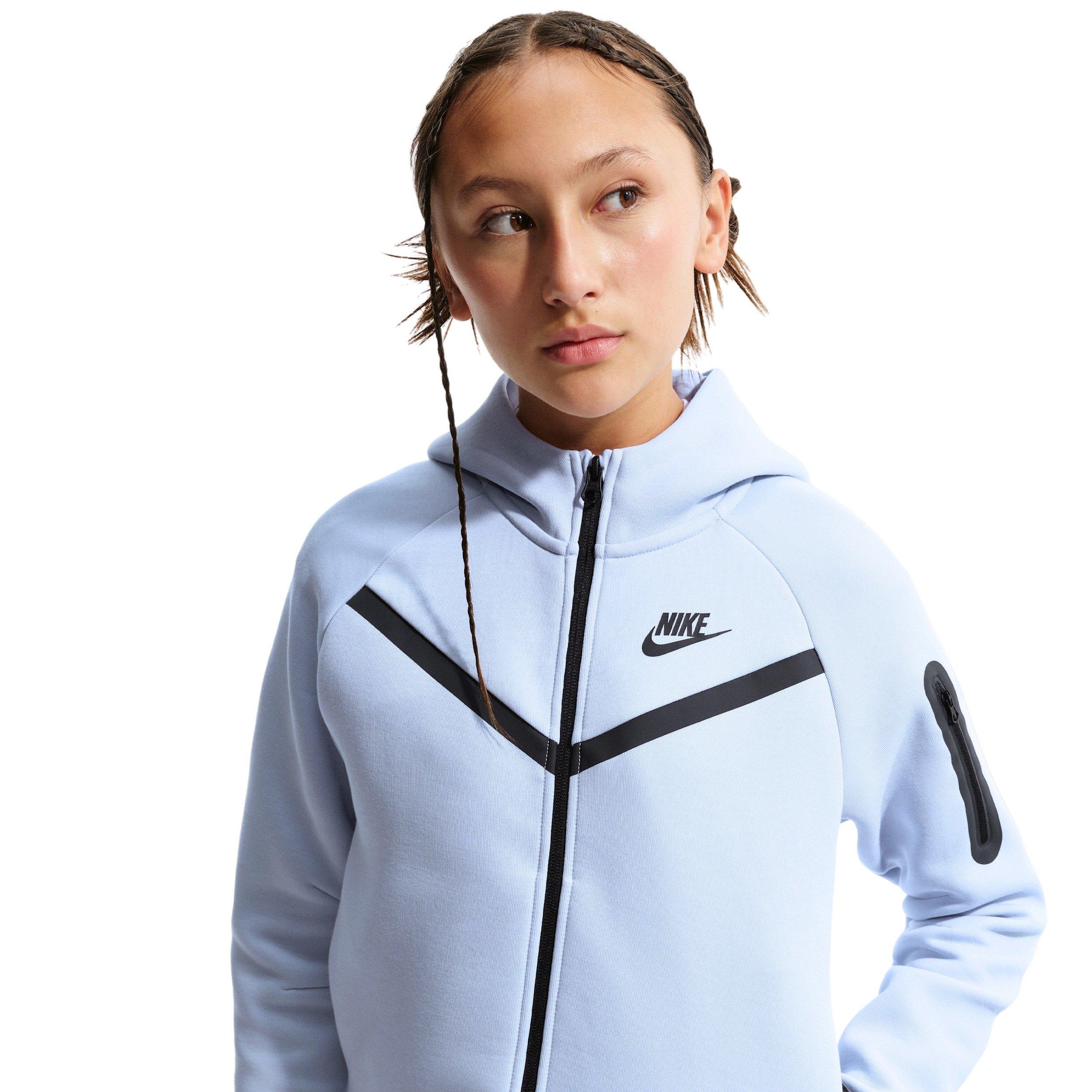 Nike Big Girls' Sportswear Tech Fleece Full-Zip LS PD Jacket -Grey - GREY Thumbnail View 1