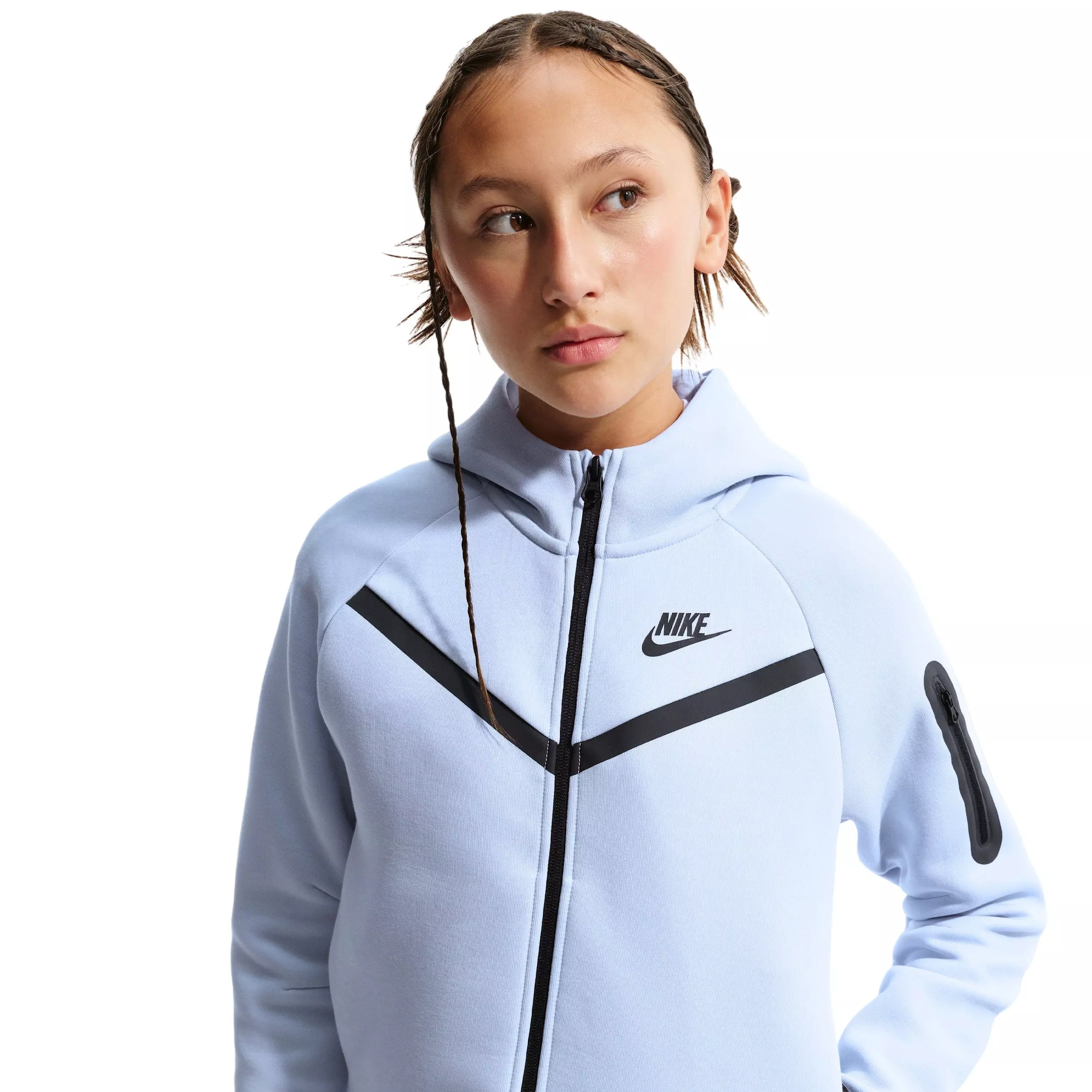 Nike Big Girls' Sportswear Tech Fleece Full-Zip LS PD Jacket -Grey - GREY