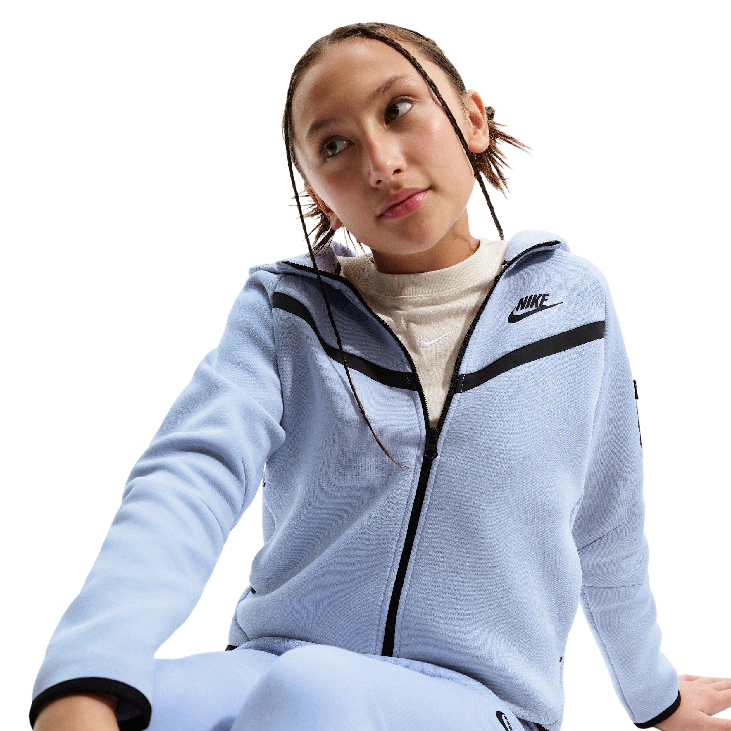 Nike Big Girls' Sportswear Tech Fleece Full-Zip LS PD Jacket -Grey - GREY Thumbnail View 3