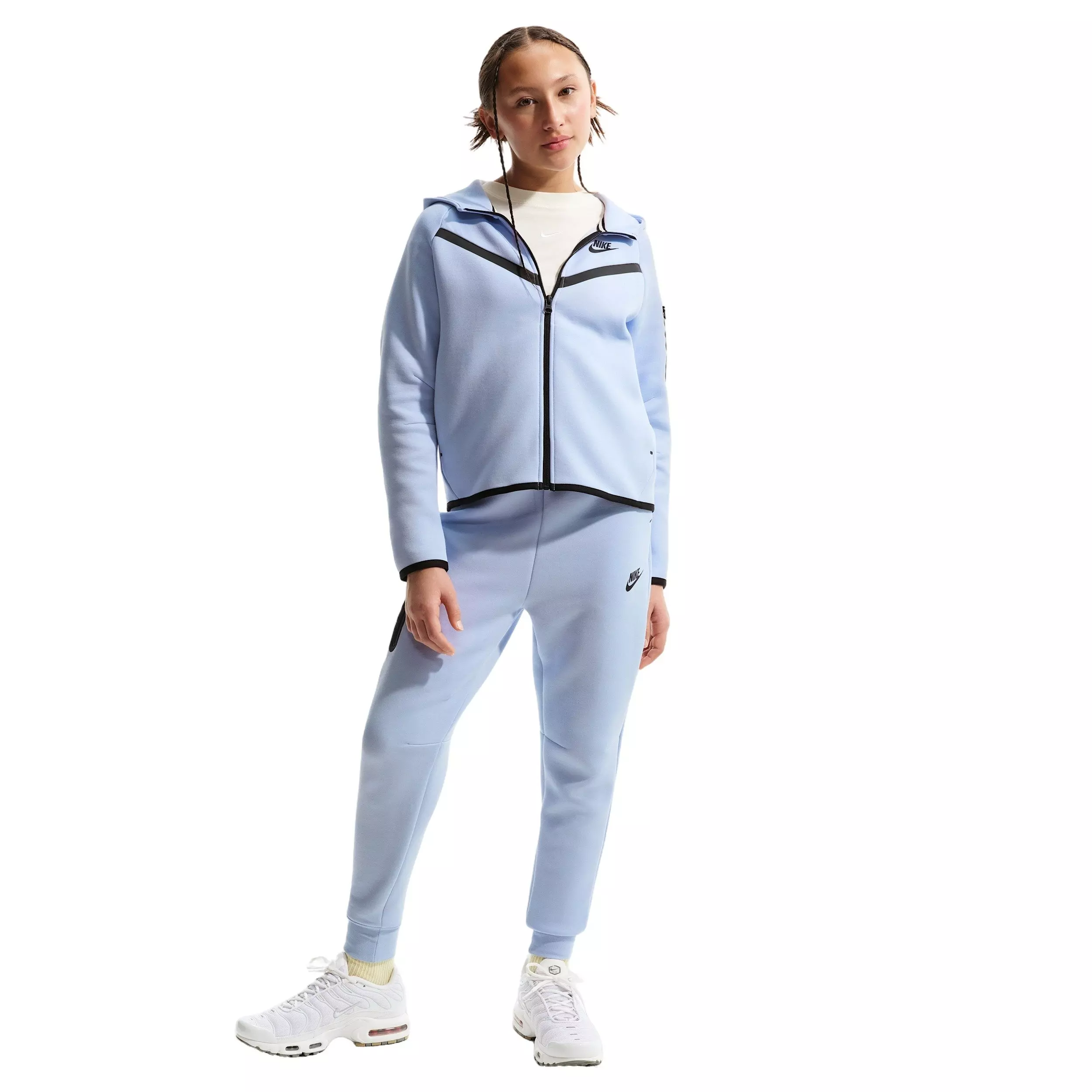 Nike Big Girls' Sportswear Tech Fleece Full-Zip LS PD Jacket -Grey - GREY