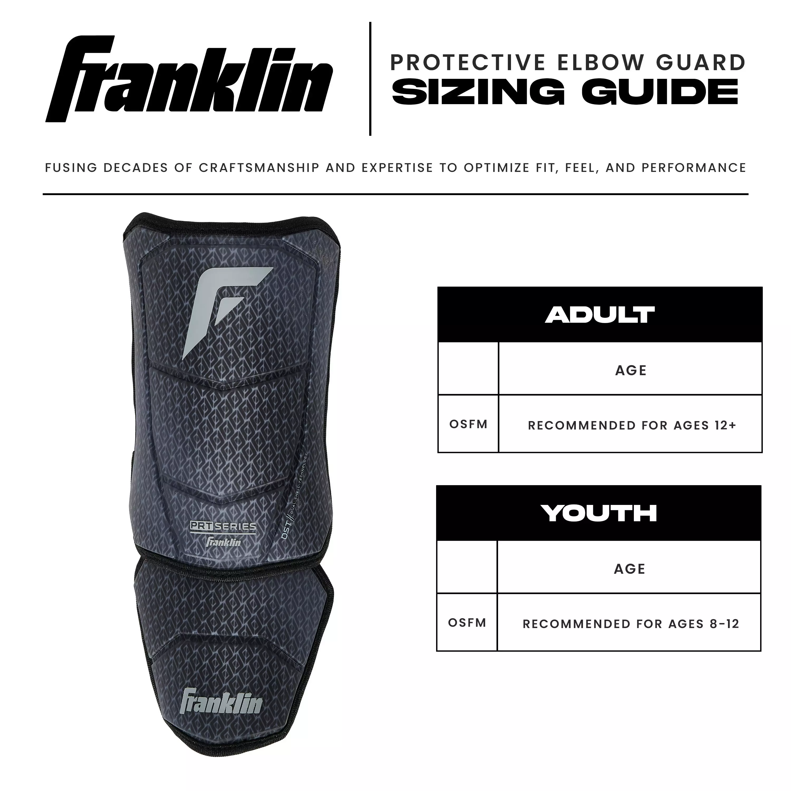 Franklin Baseball PRT DST Protective Elbow Guard - BLACK