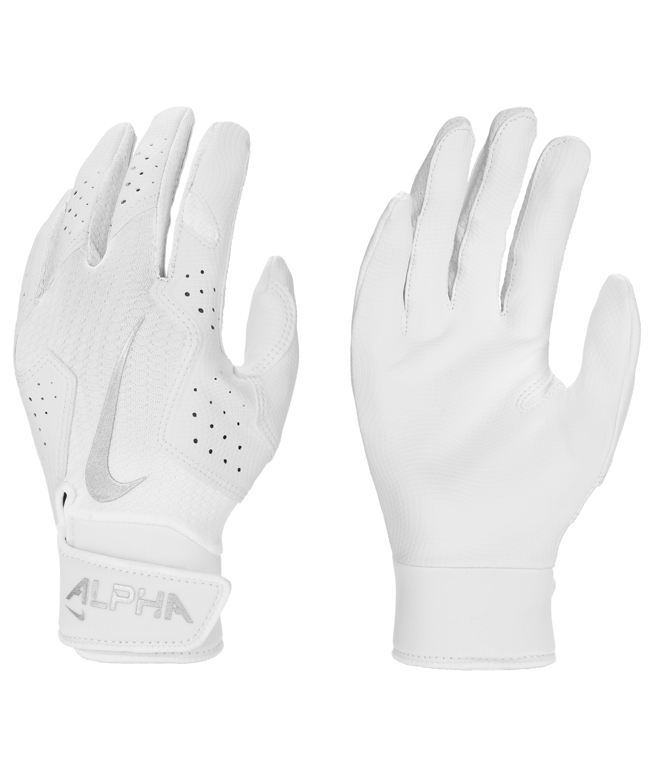 Nike Youth Alpha 2.0 Baseball Batting Gloves-White - WHITE/SILVER Thumbnail View 3