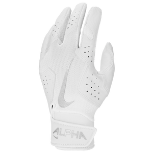 Nike Youth Alpha 2.0 Baseball Batting Gloves-White