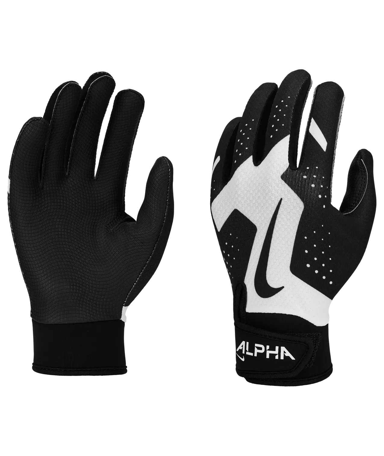 Nike Youth Alpha 2.0 T-Ball Batting Gloves-Black/White - BLACK/WHITE