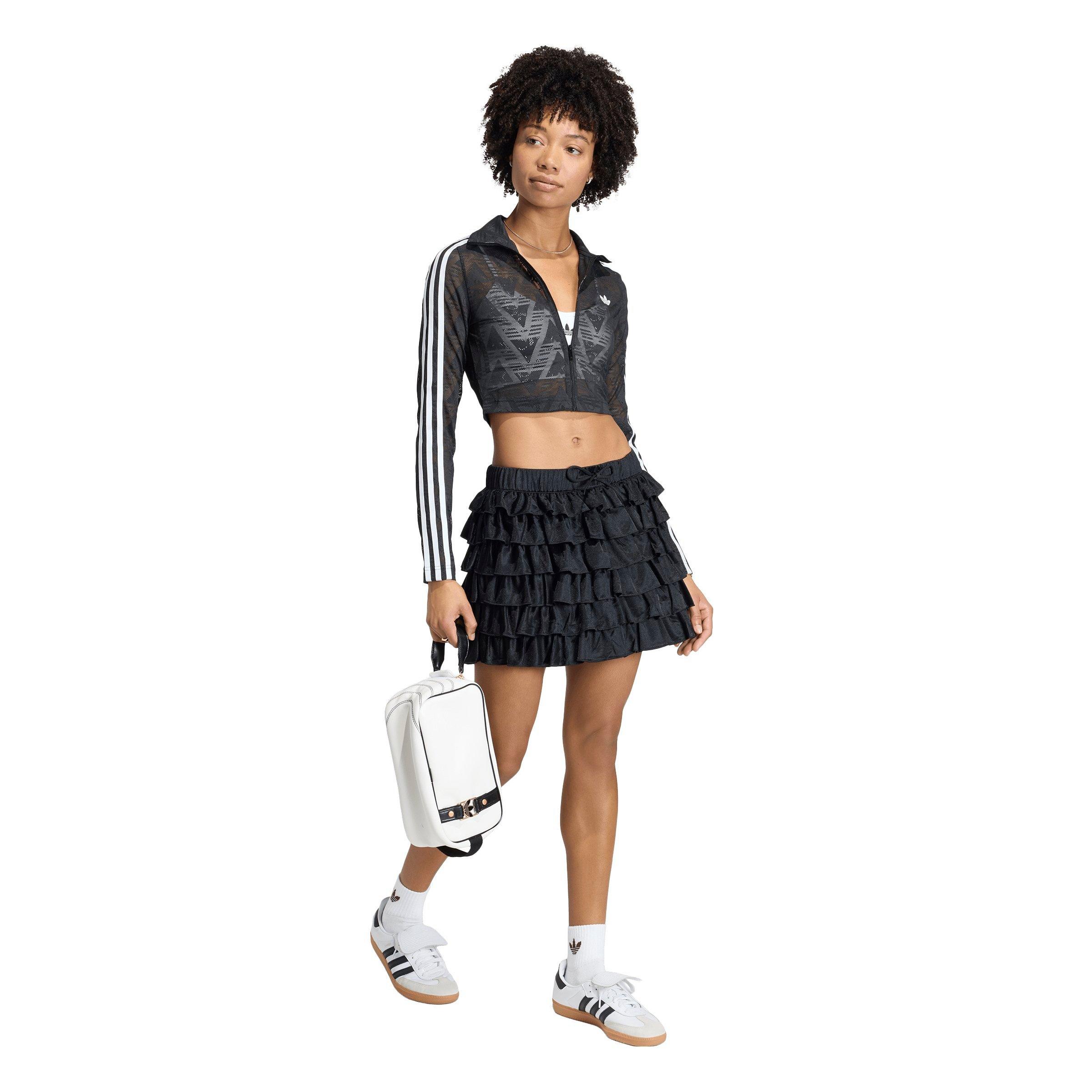 adidas Originals Women's Lace Ruffle Mini Skirt - BLACK Thumbnail View 5